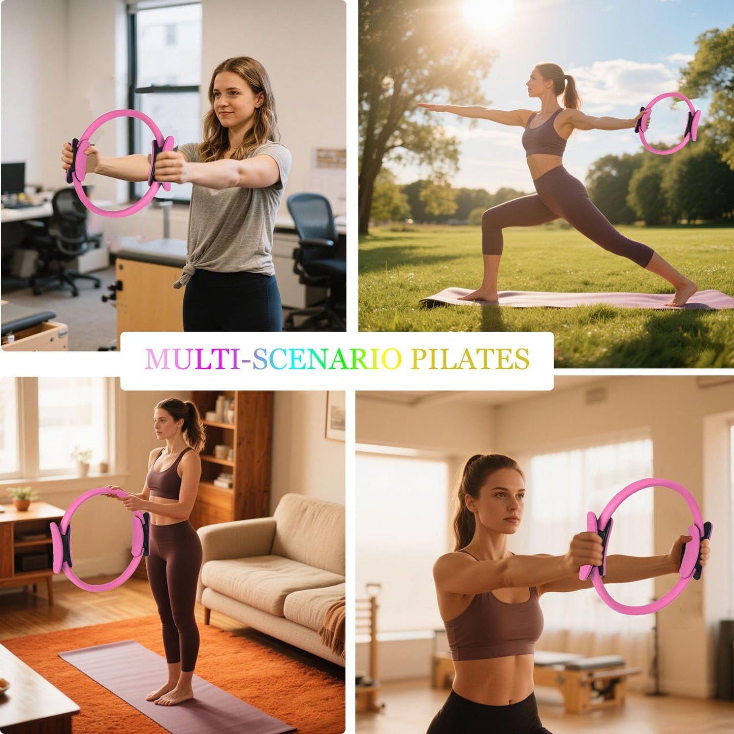 Basan Pilates Ring Kit – Pilates 14" Magic Circle, 9" Mini Exercise Ball for Inner Thighs, Arms & Core Toning – Home Pilates Fitness Ring Workout Set for Women Beginner Starter kit