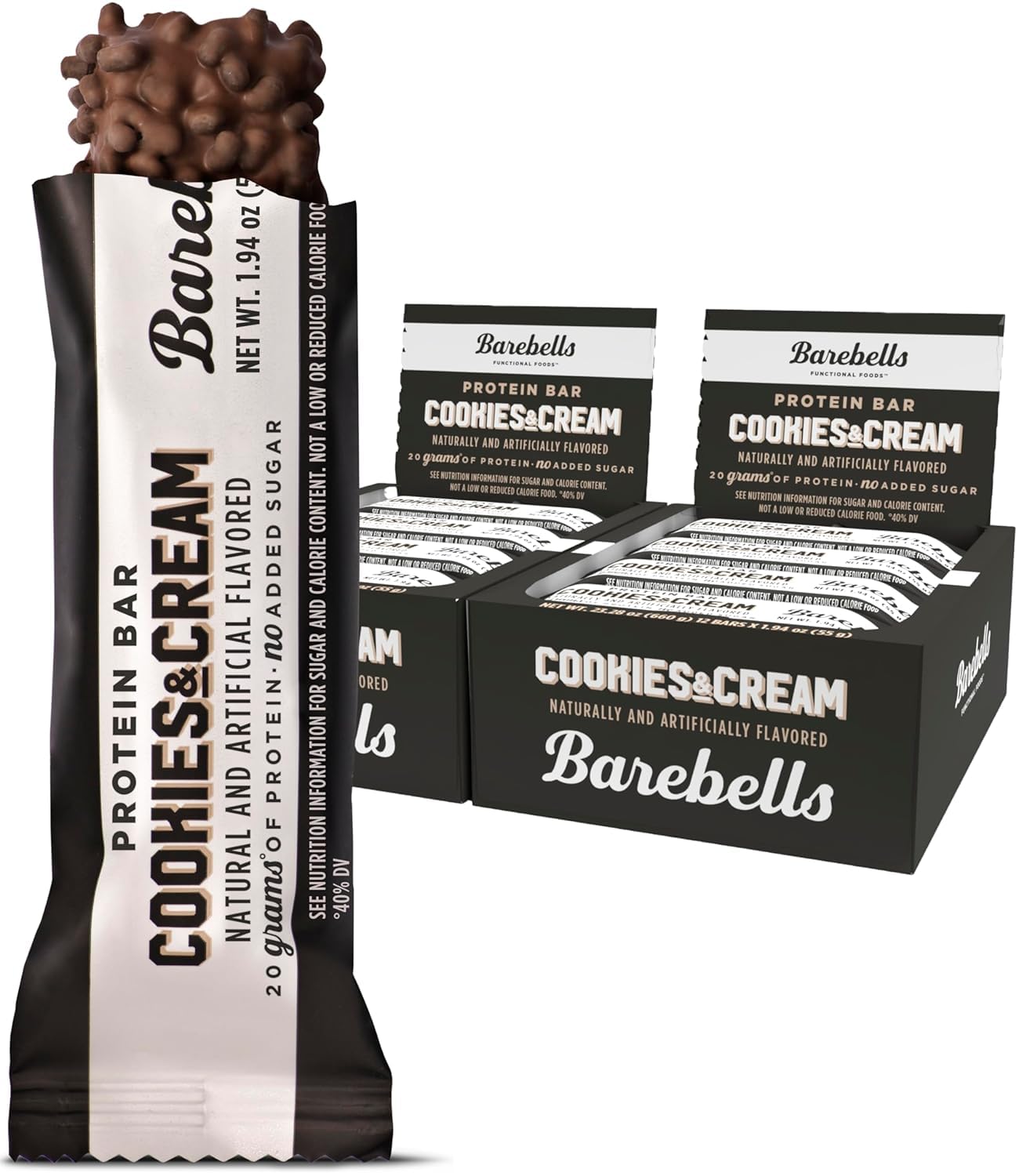 Barebells Protein Bars Variety Pack - 12 Count, 1.9oz Bars - Protein Snacks with 20g of High Protein - Chocolate Protein Bar with 1g of Total Sugars - Perfect on The Go Protein Snack & Breakfast Bars