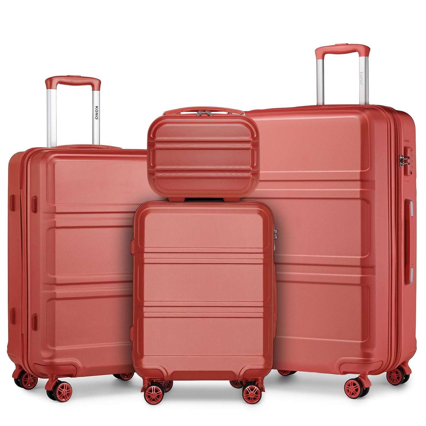 Kono 3 Piece Luggage Sets Expandable(only 28") Lightweight with Spinner Wheels TSA Lock Hardside Travel Rolling Suitcases 20in 24in 28in Carry on Pink