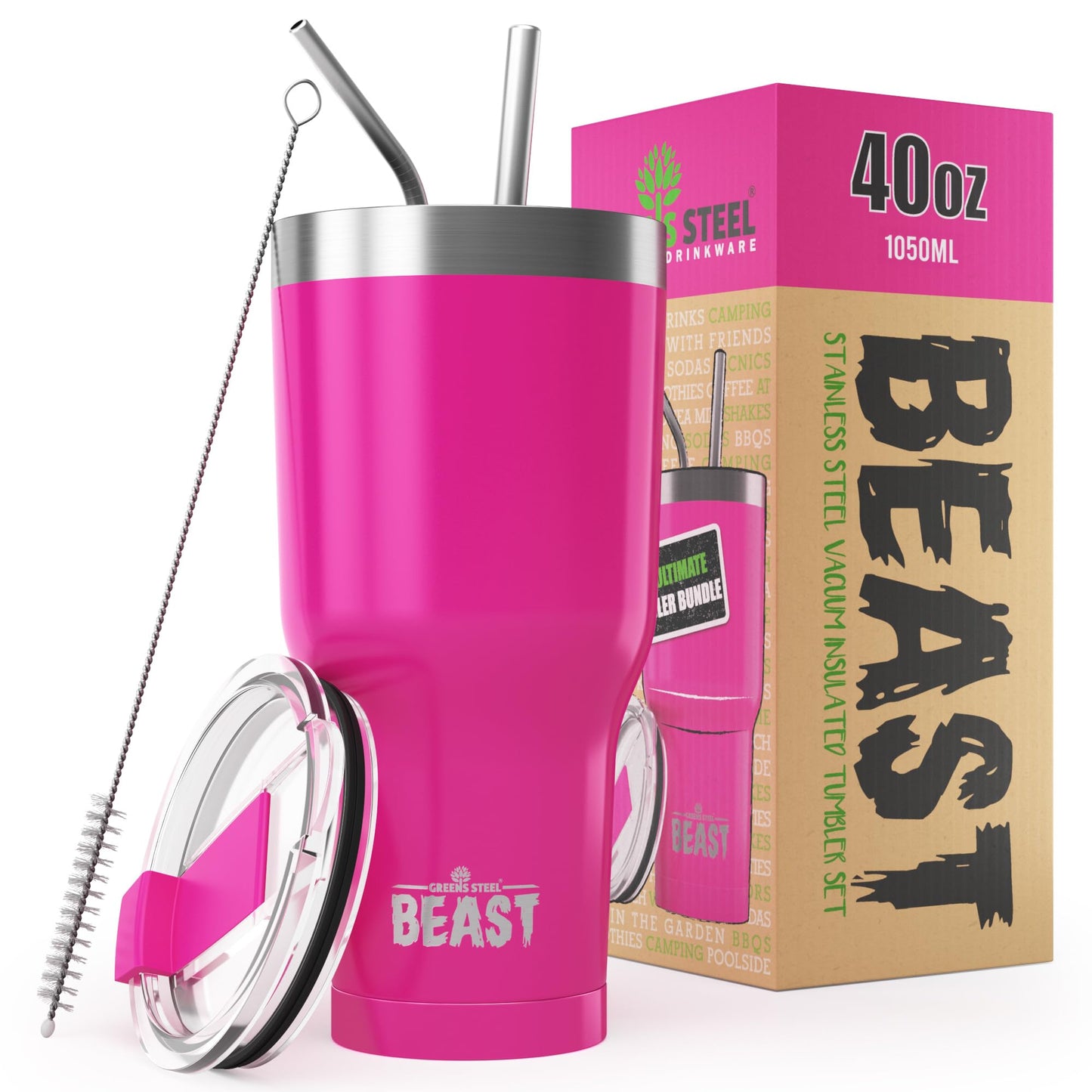 Beast 50 oz Tumbler Stainless Steel Vacuum Insulated Coffee Ice Cup Double Wall Travel Flask (Arctic White)