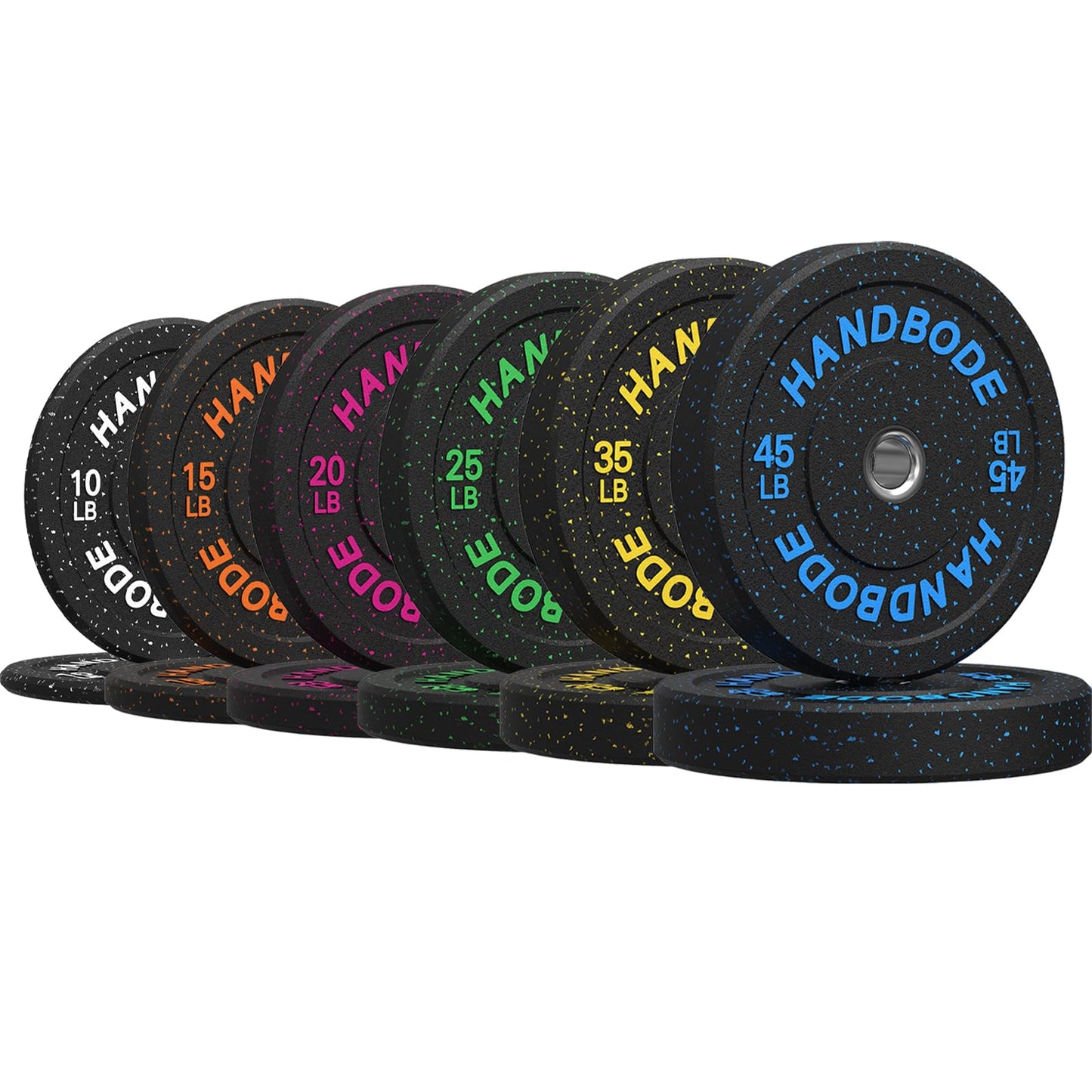 Colored Bumper Weight Plates Olympic Weight Plate Set 2-Inch, 10/15/20/25/35/45/55 lb Barbell Weight Plates Set for Home Gym, Rubber Strength Training Weights Plates for Weight Lifting