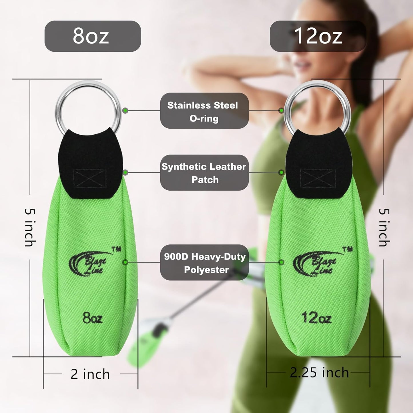 Blaze Line Hoola Fitness Hoop Adjustable Weight Bag 8oz and 12oz Pouch 2-Pack for Weight Loss, Fitness, Exercise and Workout