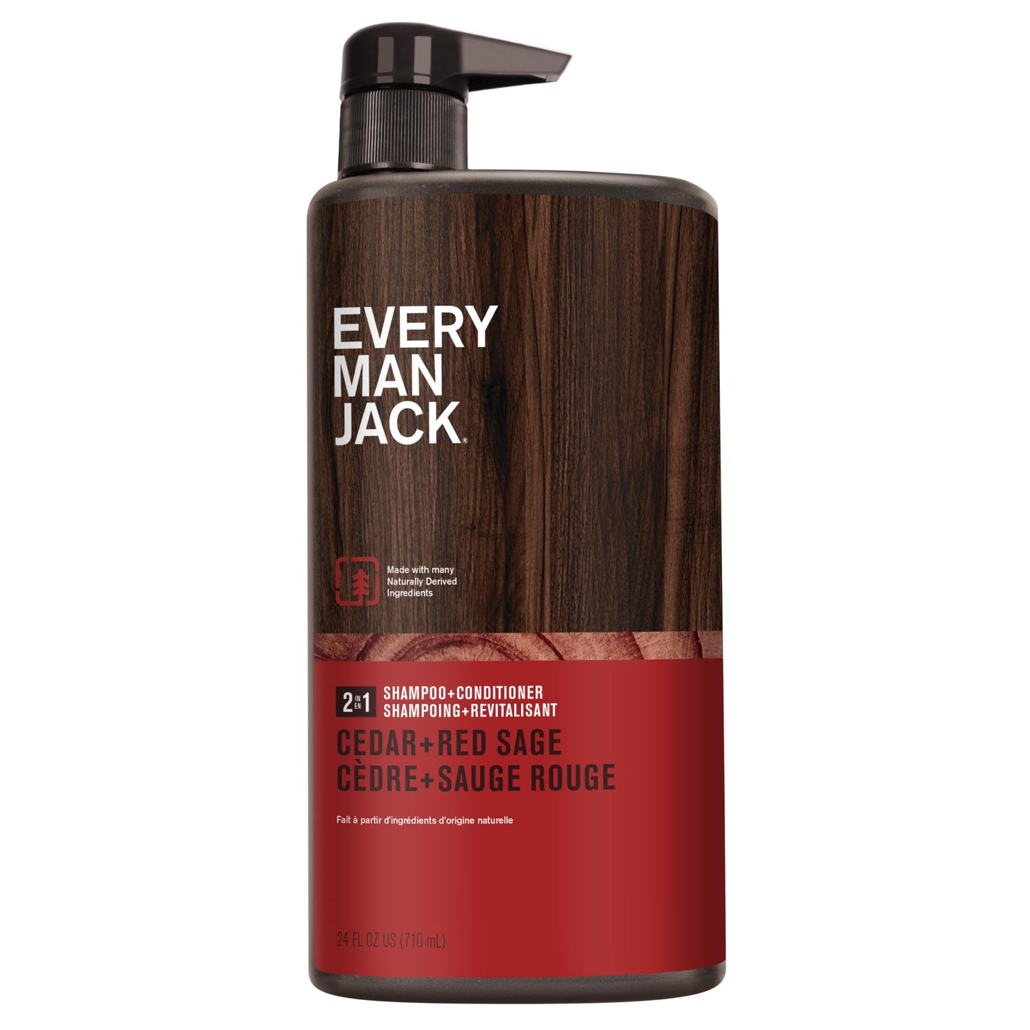 Every Man Jack 2-in-1 Daily Shampoo + Conditioner - Amber + Sandalwood | Nourishing For All Hair Types, Naturally Derived, Cruelty-Free Shampoo and Conditioner Set for Men | 24oz -1 Bottle