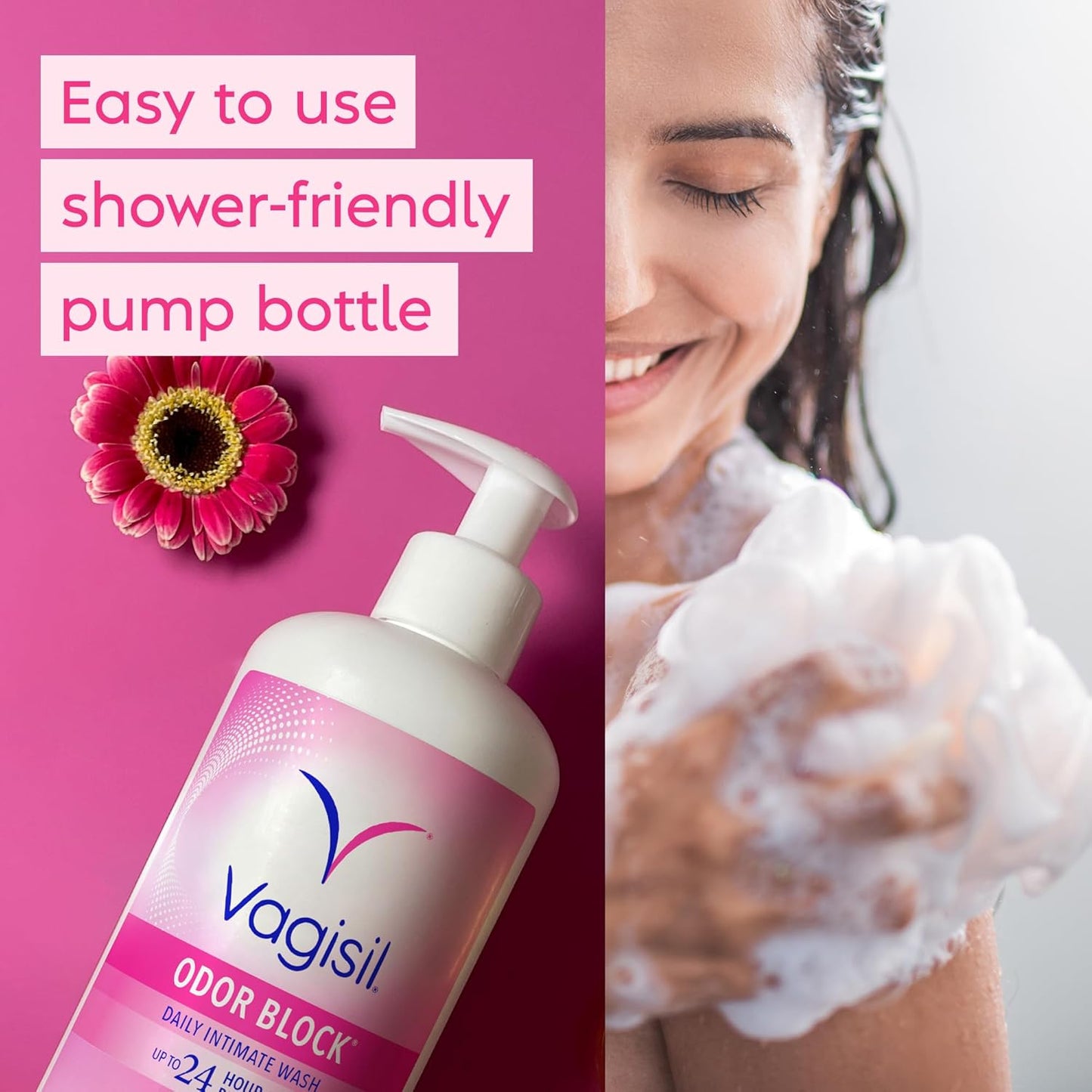Vagisil Feminine Wash for Intimate Area Hygiene, Odor Block, Gynecologist Tested, Hypoallergenic, 16.9 oz with Pump