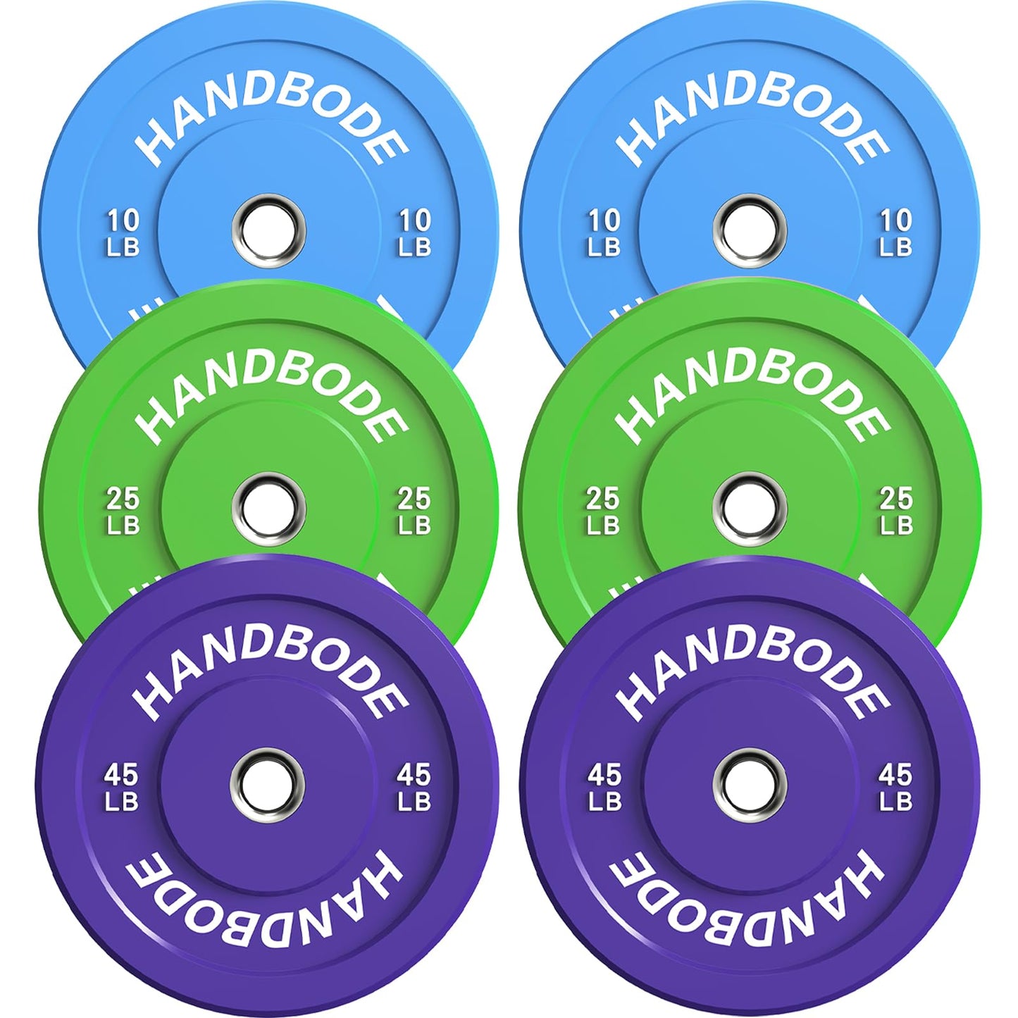 Colored Bumper Weight Plates Olympic Weight Plate Set 2-Inch, 10/15/20/25/35/45/55 lb Barbell Weight Plates Set for Home Gym, Rubber Strength Training Weights Plates for Weight Lifting