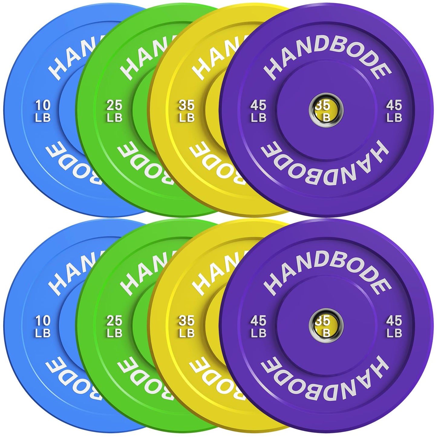 Colored Bumper Weight Plates Olympic Weight Plate Set 2-Inch, 10/15/20/25/35/45/55 lb Barbell Weight Plates Set for Home Gym, Rubber Strength Training Weights Plates for Weight Lifting