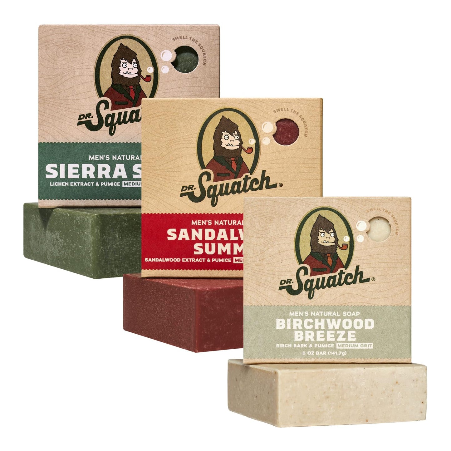 Dr. Squatch Natural Bar Soap for Men - Cold Process Soap with No Harsh Chemicals - Coconut Castaway, Fresh Falls & Cool Aloe (5 oz, 3-Pack)