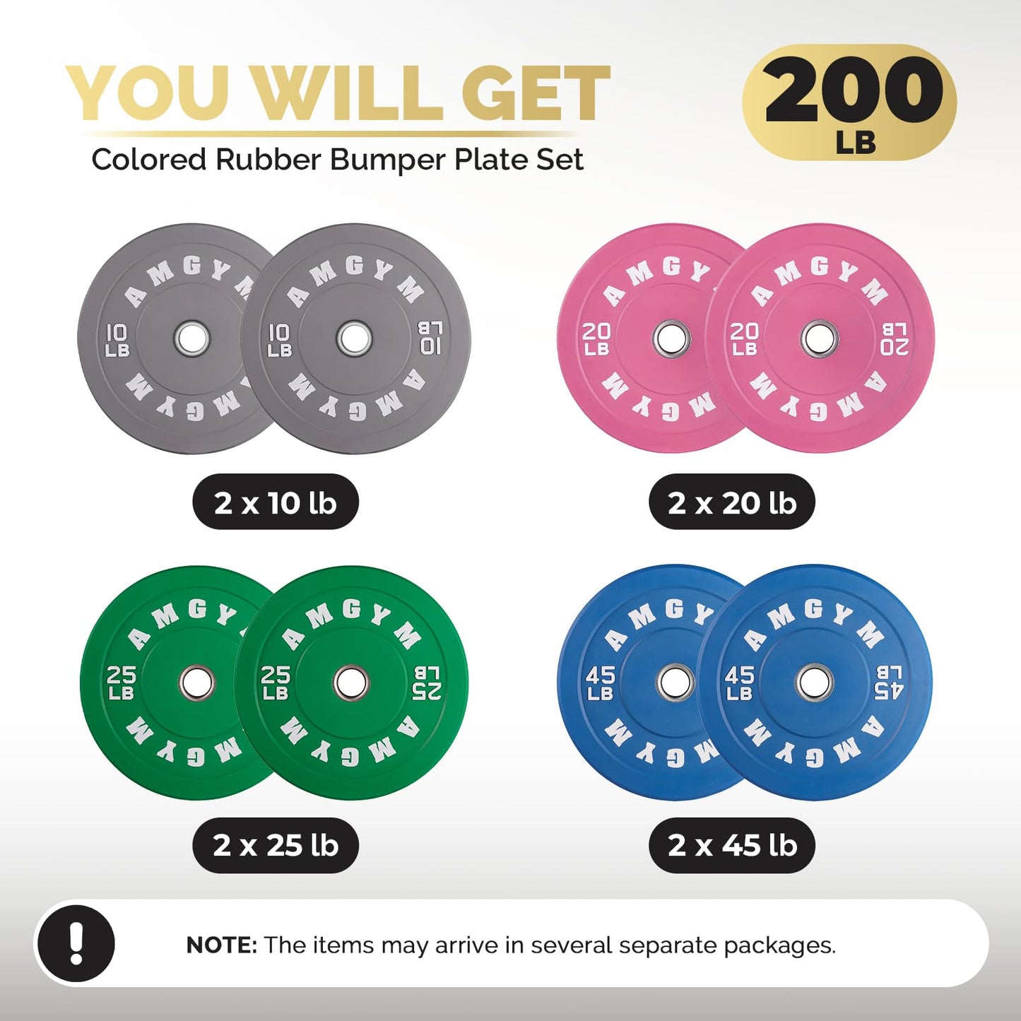 2 Inch Bumper Plates,10-500lbs,Barbell Rubber Olympic Weight Plates Set for Home Gym, Strength Training & Weight Lifting, Multiple Options Colors