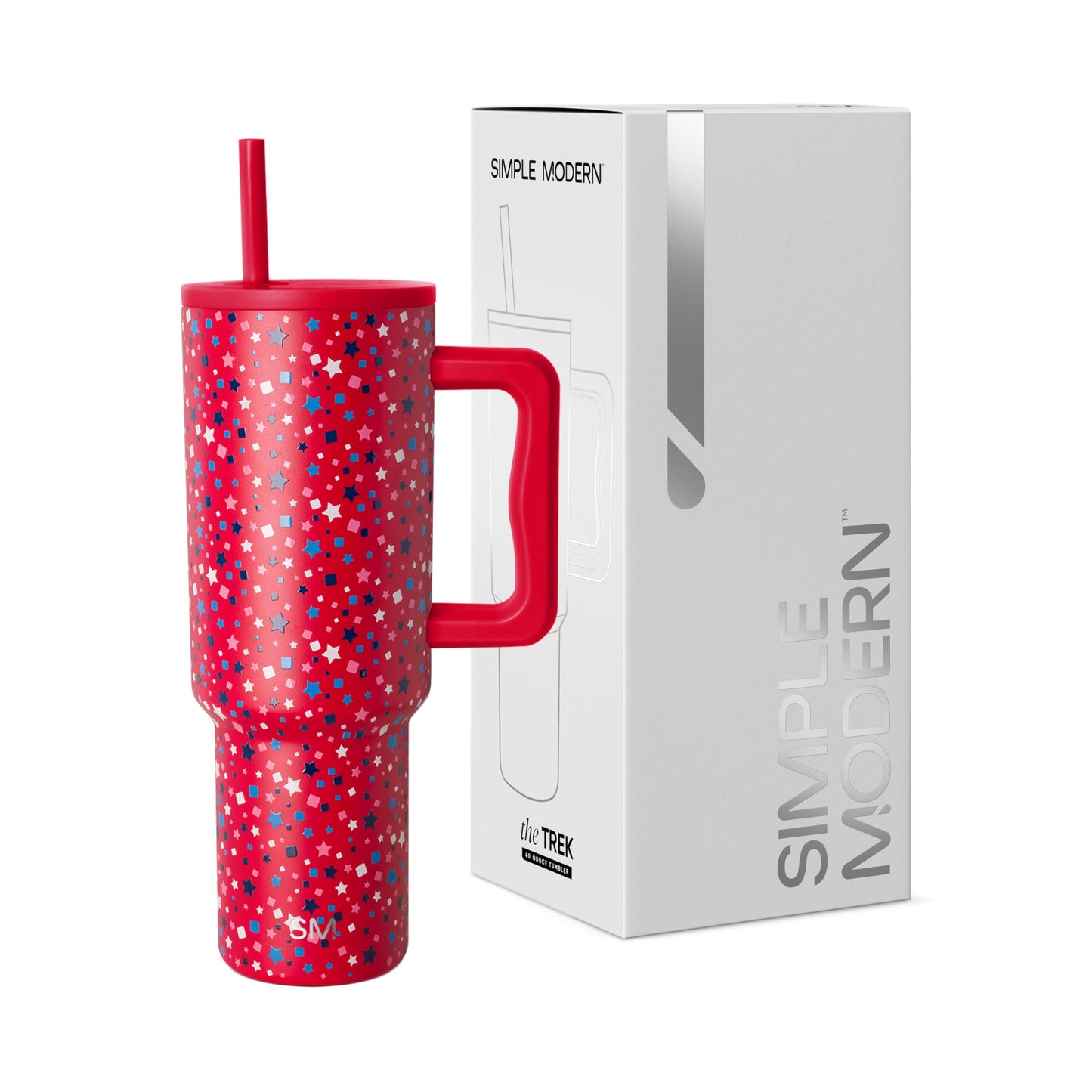 Simple Modern 40 oz Trek Tumbler with Handle and Straw Lid | Cup Holder Friendly Insulated Stainless Steel Travel Mug | Blue Dune