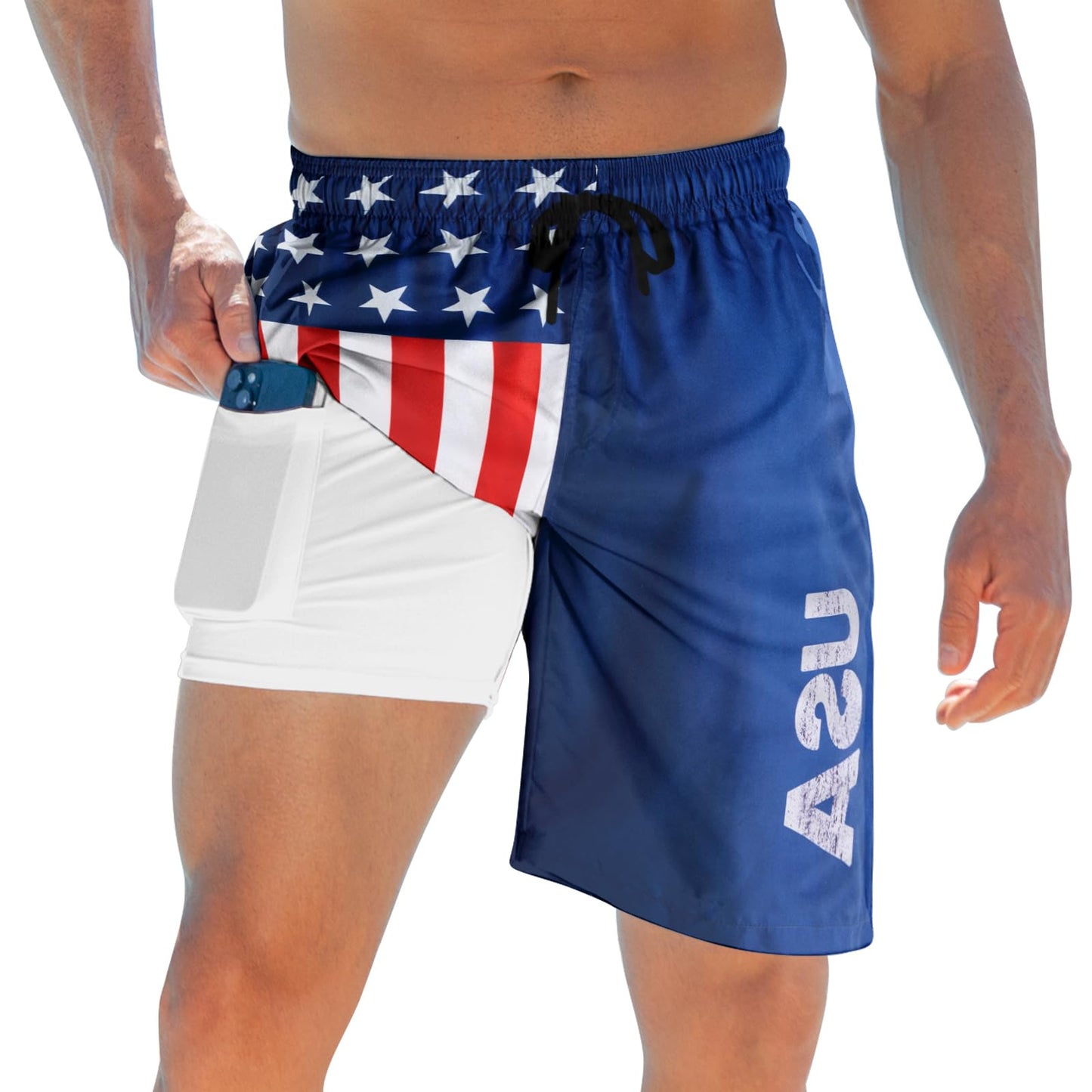 ALISISTER Mens Swim Trunks with Compression Liner Bathing Suit Summer Swimming Shorts
