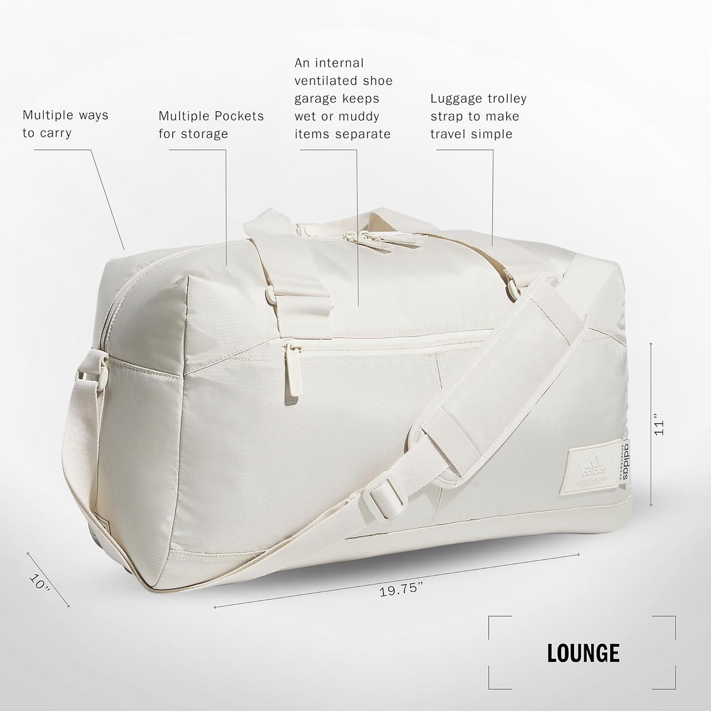 adidas Lounge Premium Sport Duffel Bag for Travel and Gym