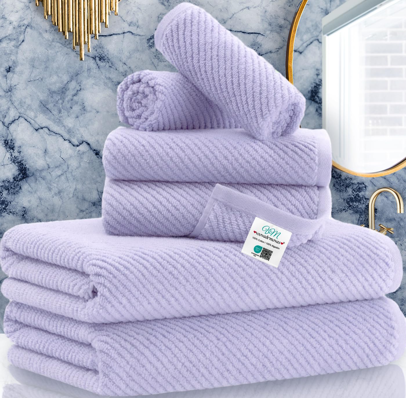 VOOVA & MOVAS Bathroom Hand Towels Set of 4, Large 18"x28" - 100% Cotton | Quick Dry | Light Weight | Thick | Soft | Absorption, Luxury Hand Towels for Showering, Hot Pink Bathroom Decor