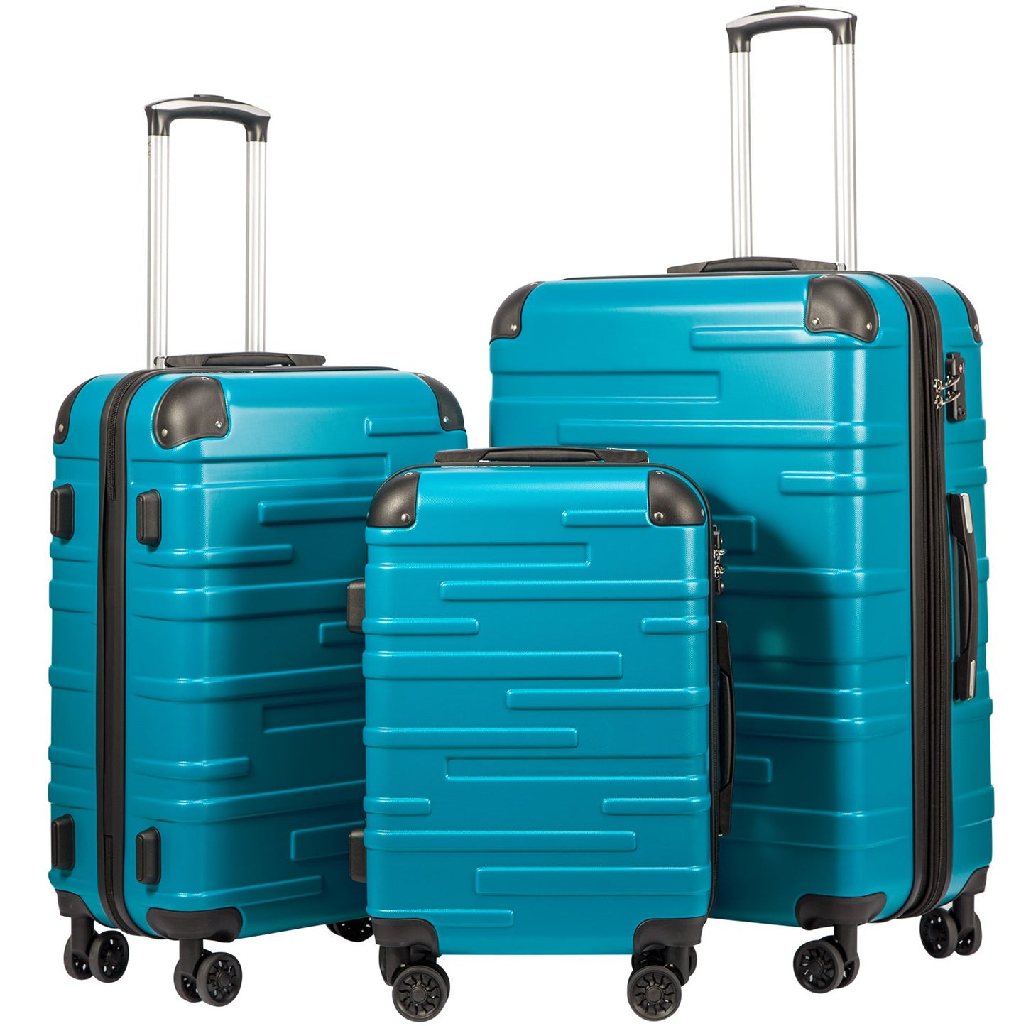 Coolife Luggage Expandable(only 28") Suitcase 3 Piece Set with TSA Lock Spinner 20in24in28in (dark green)