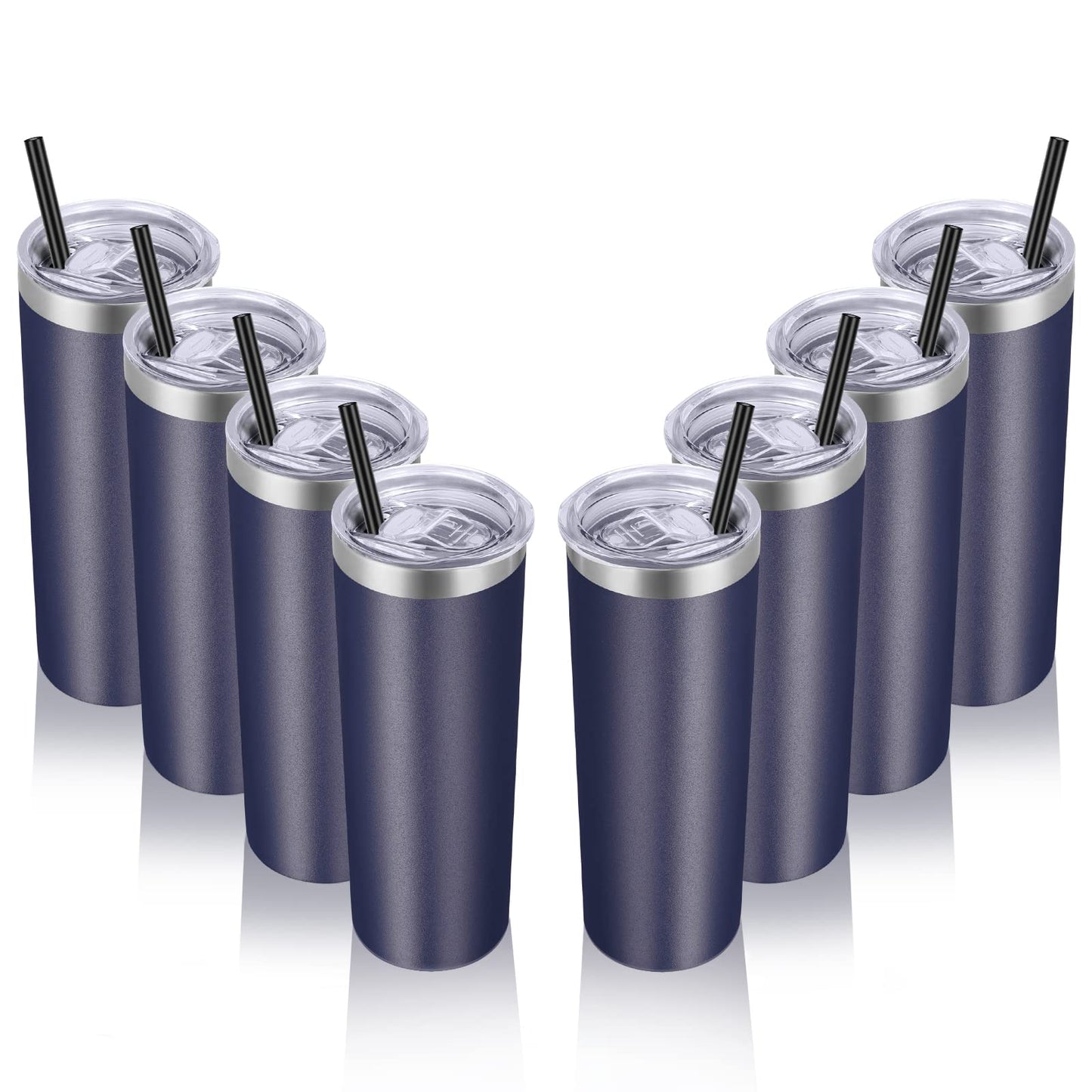 VEGOND Stainless Steel Tumblers Bulk 12 Pack, 20 oz Vacuum Insulated Skinny Tumblers with Lids and Straws, Double Wall Coffee Mug, Travel Water Cup, White