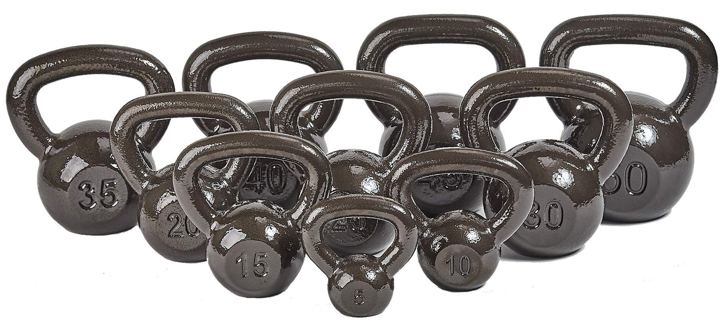 Signature Fitness Kettlebell Solid Smooth Adjustable/Cast Iron/Rubber Base for Strength Training, Home Gym