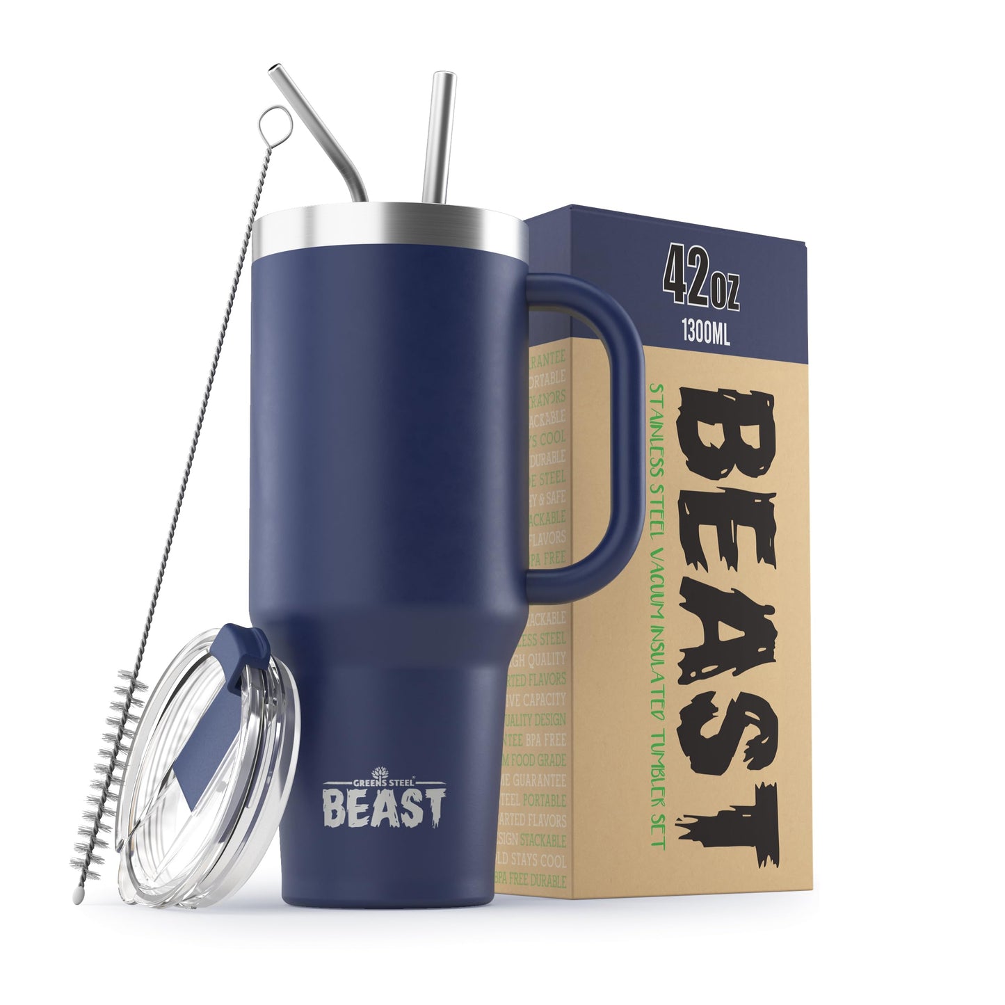 Beast 50 oz Tumbler Stainless Steel Vacuum Insulated Coffee Ice Cup Double Wall Travel Flask (Arctic White)