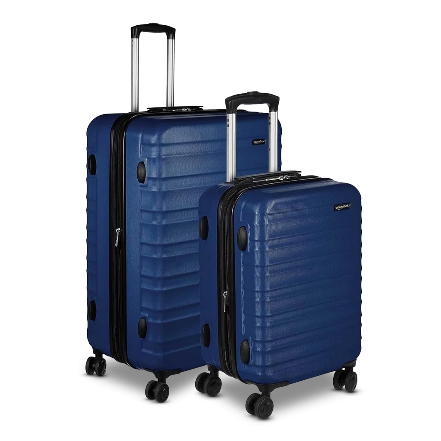 Amazon Basics 3-Piece Set (21", 26", 30"), Hardshell Suitcases With Wheels, Expandable For Up to 25% More Space, With Scratch-Resistant Surface, Four Multi-directional Wheels, Navy Blue