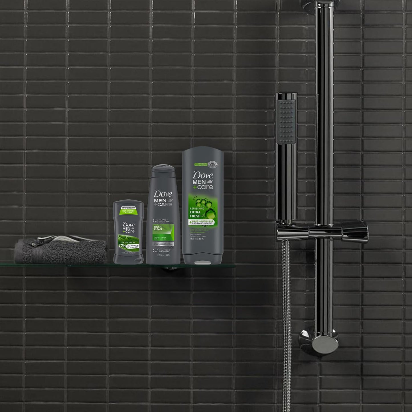 Dove Men + Care Bundle – Extra Fresh Body Wash & 72H Deodorant + Fresh + Clean 2-in-1 Shampoo and Conditioner, Citrus Scent (3 Piece Set)