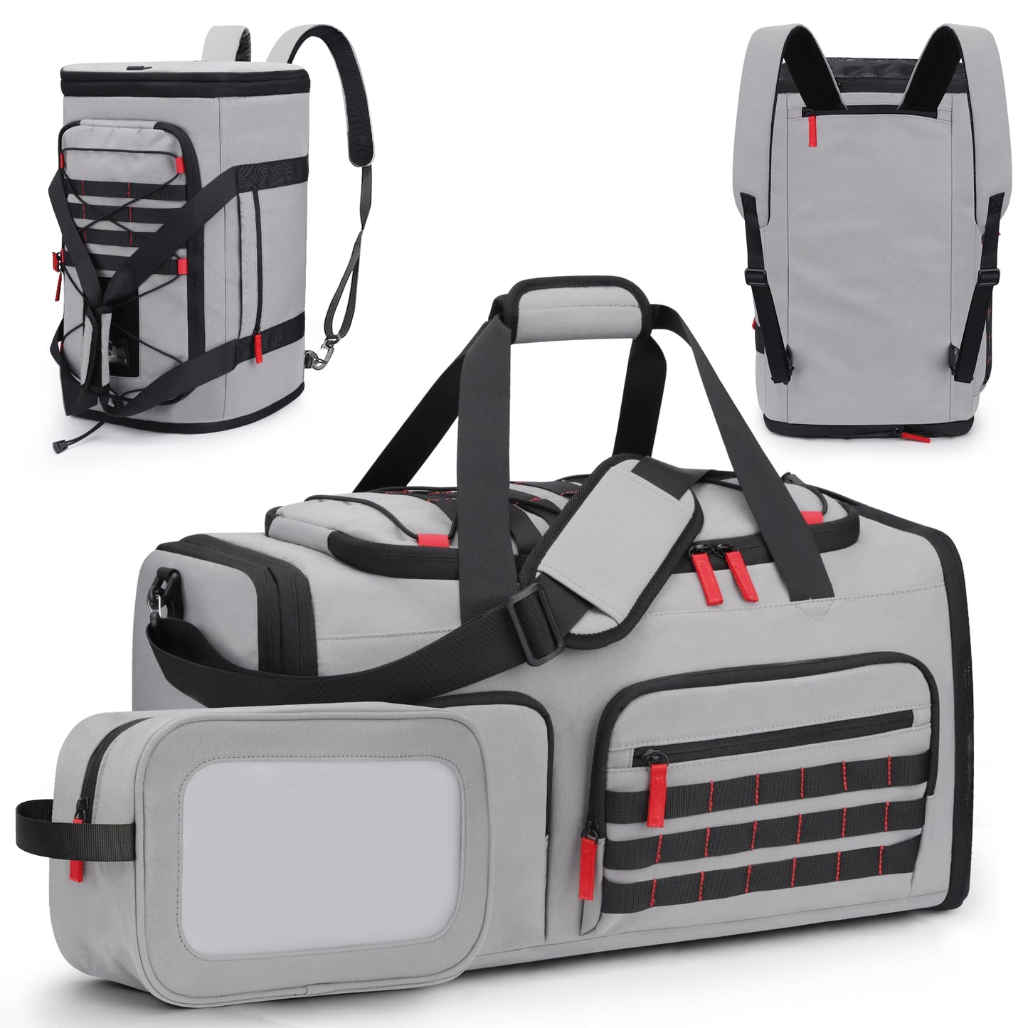 Gym Bags for Men Women, 45L Sports Travel Duffle Bag with Shoe Compartment, 3 in 1 Weekener Overnight Backpack with Wet Pocket, Black