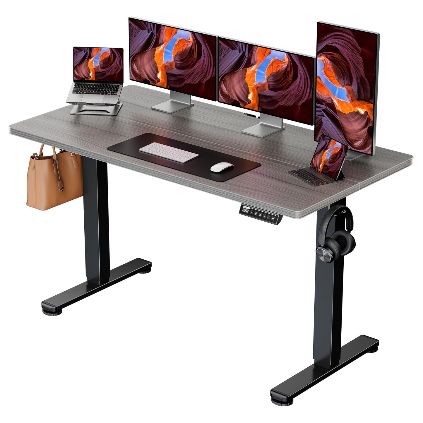 ErGear Height Adjustable Electric Standing Desk, 48 x 24 Inches Sit Stand up Desk, Memory Computer Home Office Desk with Two-Piece Desktop (Black)