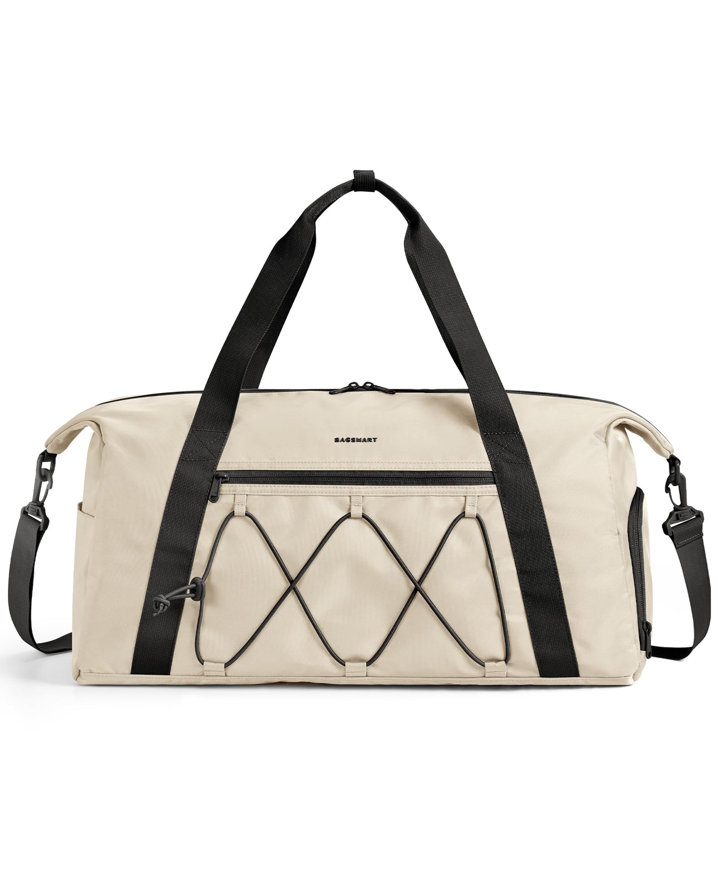 BAGSMART Small Gym Bag With Shoe Compartment & Wet Pocket, Lightweight Sports Travel Duffel Bag, Carry On Bag Weekender Overnight Bag, Water Resistant Sports Gym Tote Bags Swimming Yoga, Beige