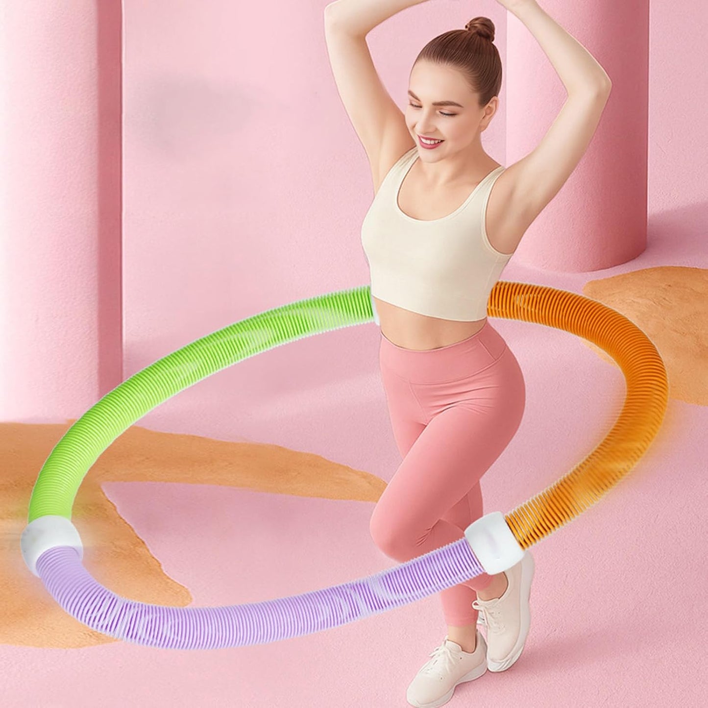 Weighted Foldable HulaHoops for Adults – 3.3 lb Portable Fitness Hoop for Waist Slimming, Postpartum Recovery, Home & Travel Exercise Equipment