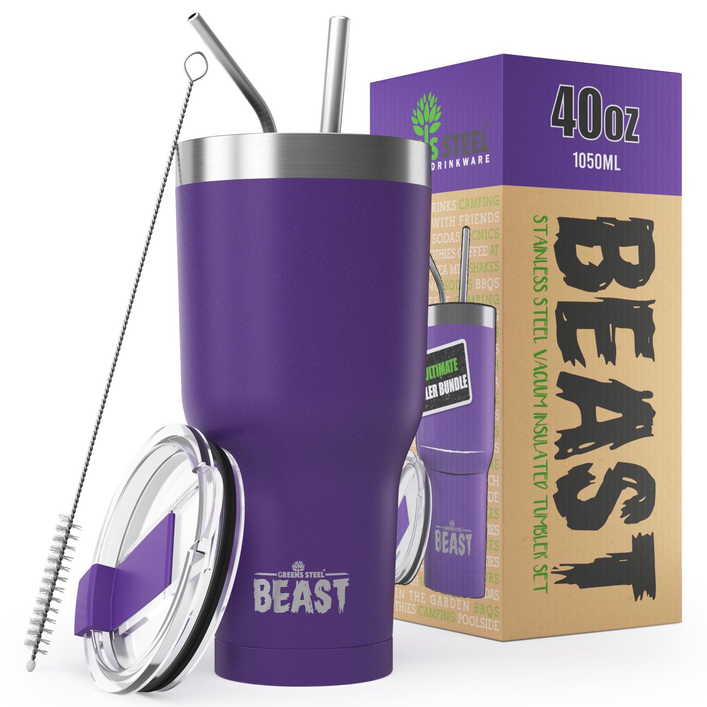 Beast 50 oz Tumbler Stainless Steel Vacuum Insulated Coffee Ice Cup Double Wall Travel Flask (Arctic White)