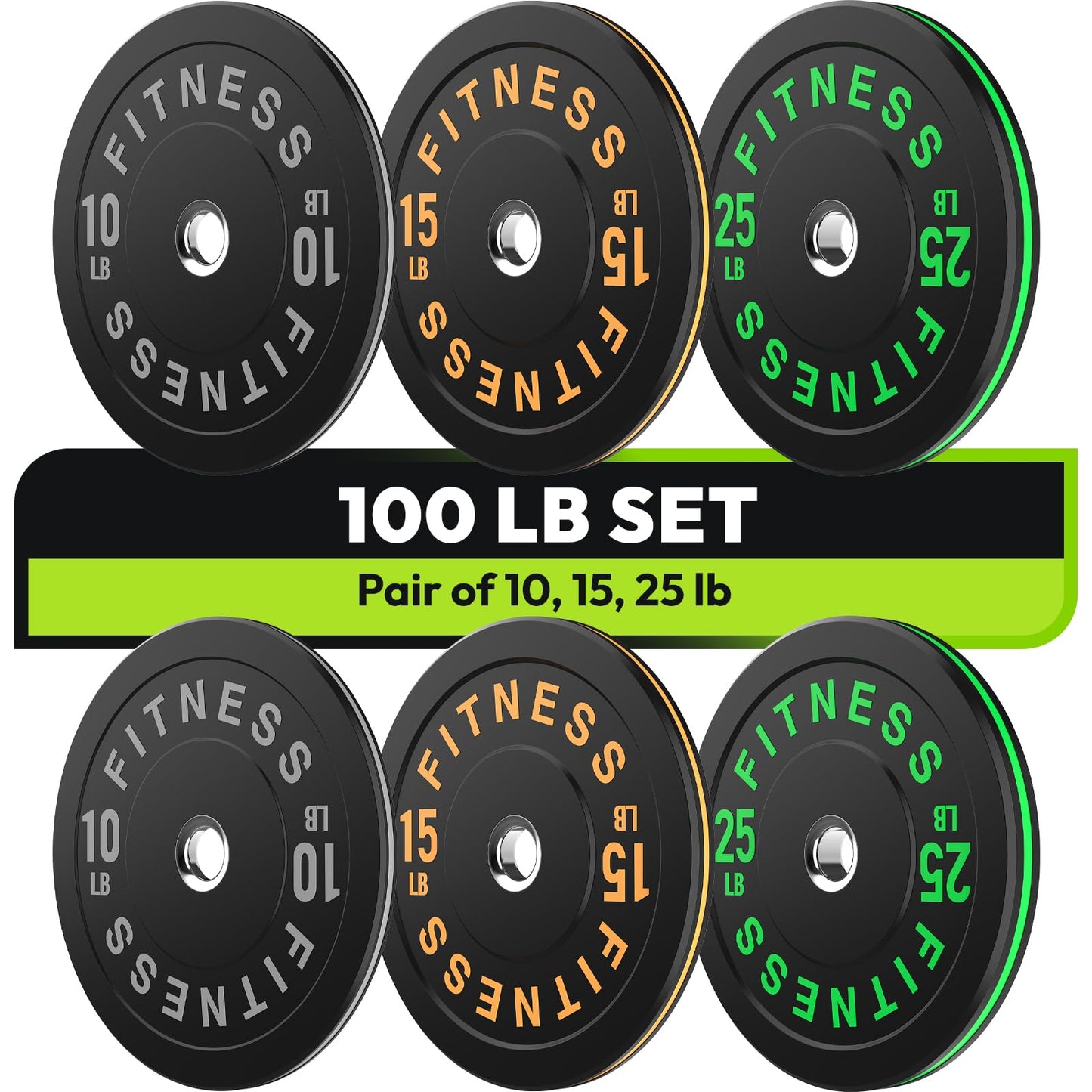 Colored Bumper Weight Plates Olympic Weight Plate Set 2-Inch, 10/15/20/25/35/45/55 lb Barbell Weight Plates Set for Home Gym, Rubber Strength Training Weights Plates for Weight Lifting