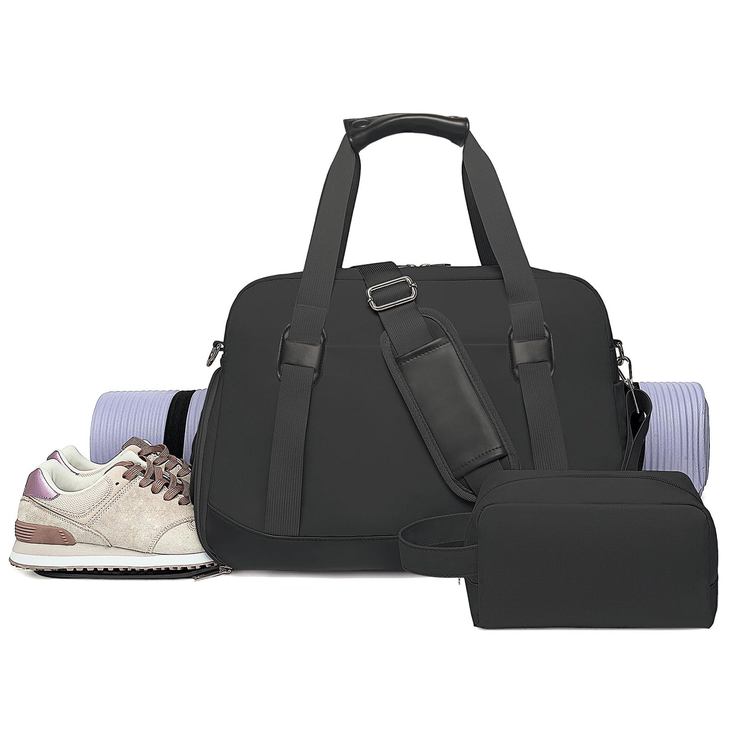 Sports Gym Bag for Women, Travel Duffle Bag with Shoe Compartment & Wet Pocket, Fitness Yoga Bag Weekender Overnight Bag Small