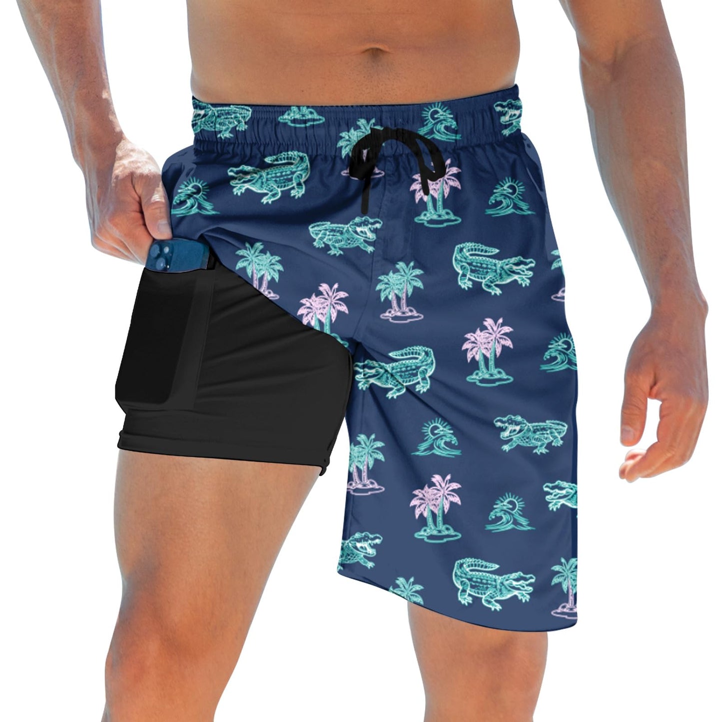 ALISISTER Mens Swim Trunks with Compression Liner Bathing Suit Summer Swimming Shorts