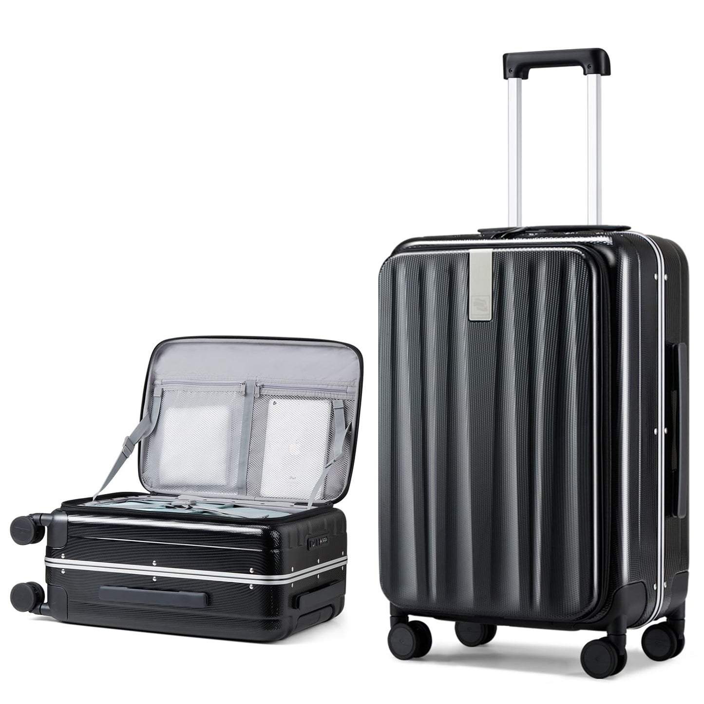 Hanke 20 Inch Carry On Luggage with Wheels PC Hard Shell Suitcase Top Opening Aluminum Frame Travel Luggage Suitcases for Woman Men Gifts.(Ivory White)