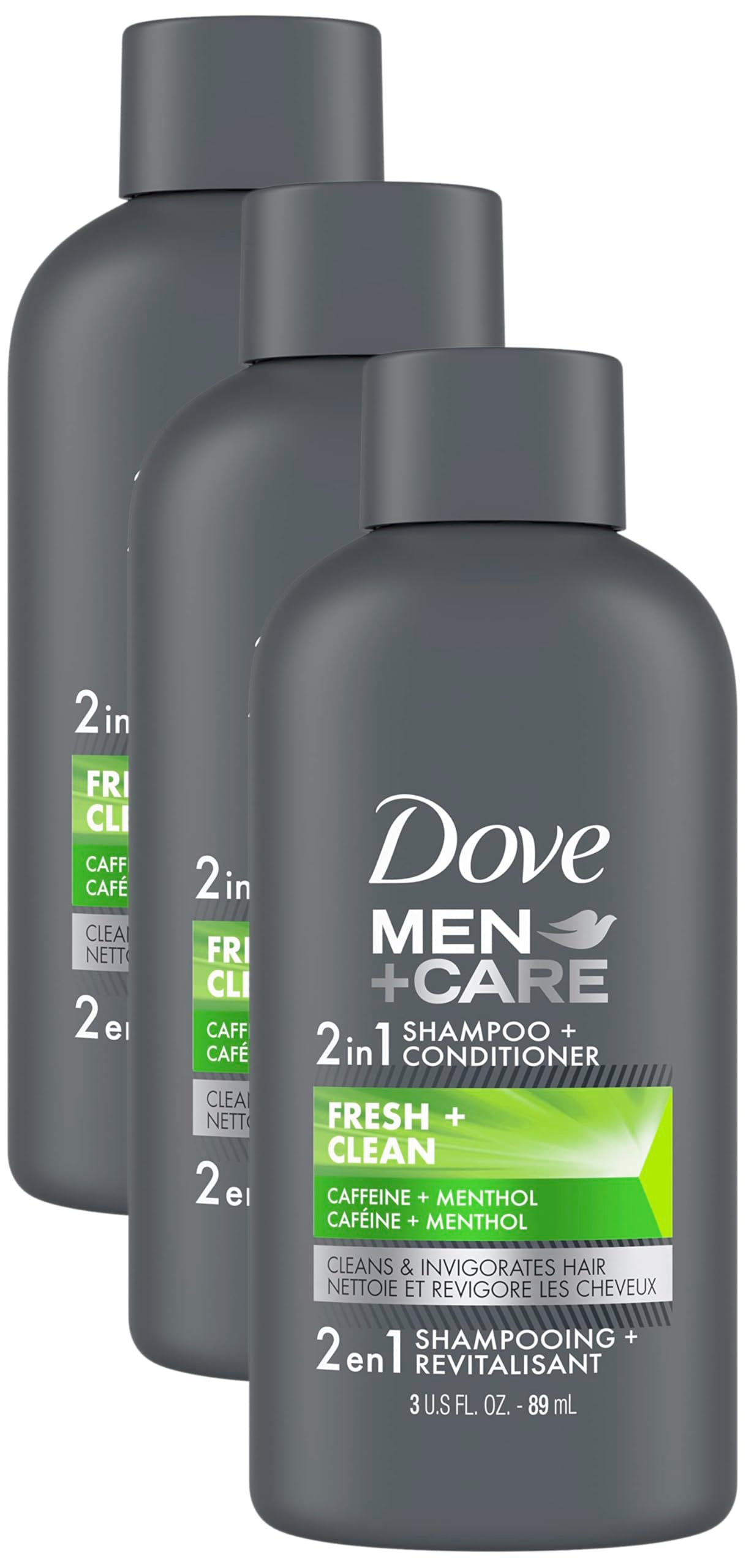 DOVE MEN + CARE Fortifying 2-in-1 Shampoo and Conditioner Fresh and Clean with Caffeine 4 Count For Everyday Care Helps Strengthen and Nourish Hair 12 oz