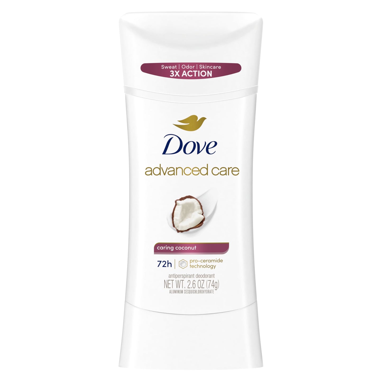 Dove Advanced Care Antiperspirant Caring Coconut, 2 Count Deodorant Stick for Women, for 48 Hour Protection And Soft And Comfortable Underarms, 2.6 oz