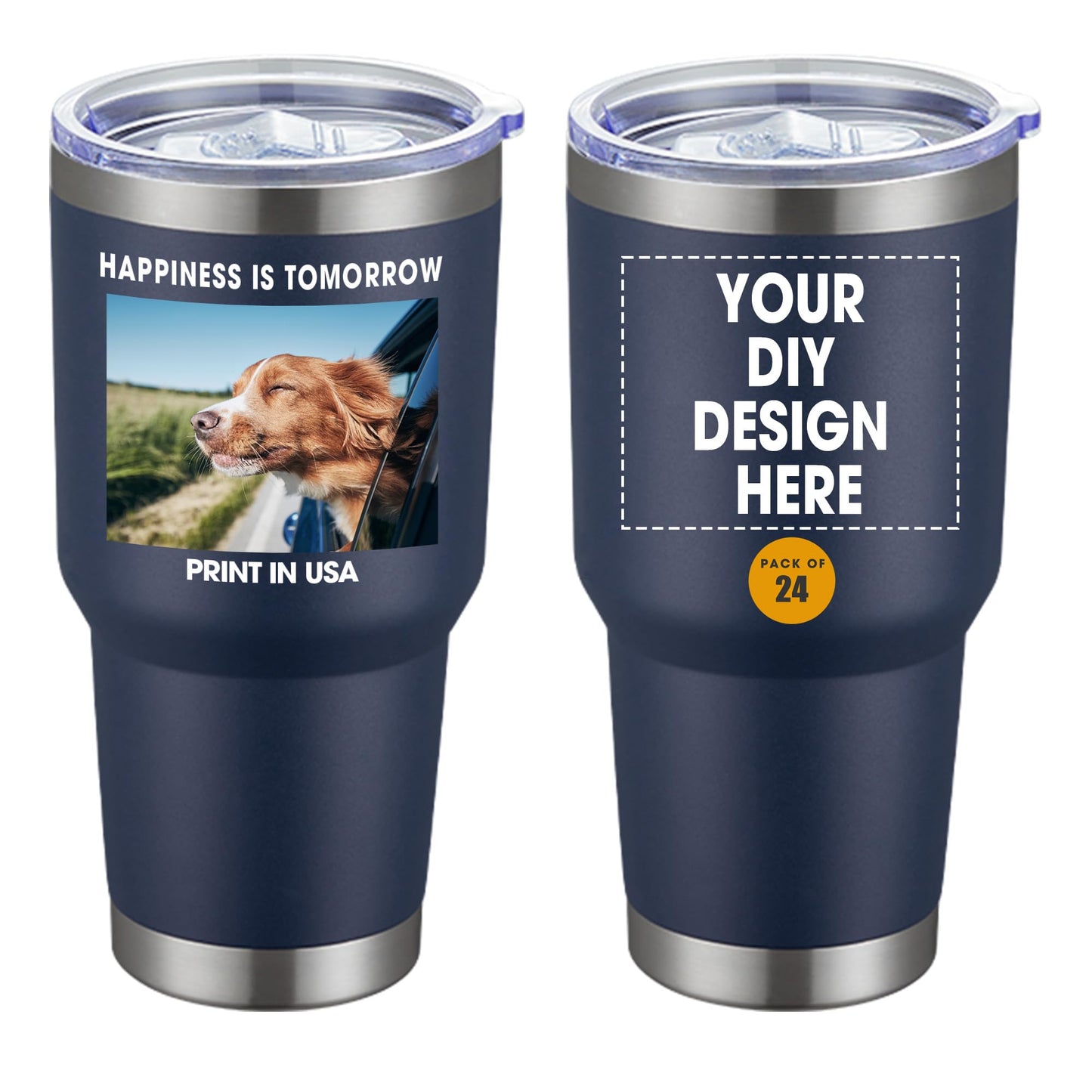 Personalized Custom Tumbler Print in USA 48 Pcs Double Wall Insulated Tumbler 32oz Stainless Steel Coffee Cup with Lid & Straw