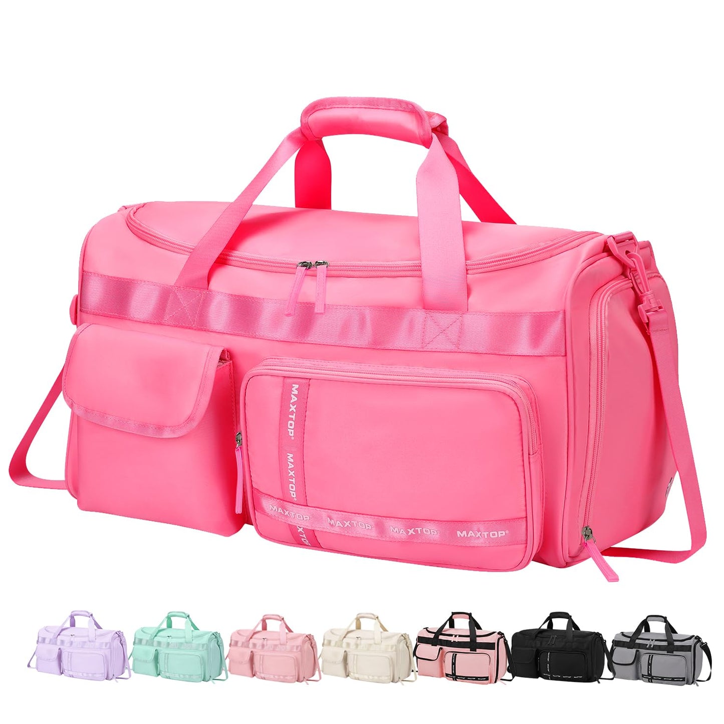 MAXTOP Gym Bag for Women Men Travel Duffle Bag Large Capacity Carry On Weekender Overnight Bag With Shoe Compartment Gym Tote Dry Wet Separation Duffel Bag for Travel