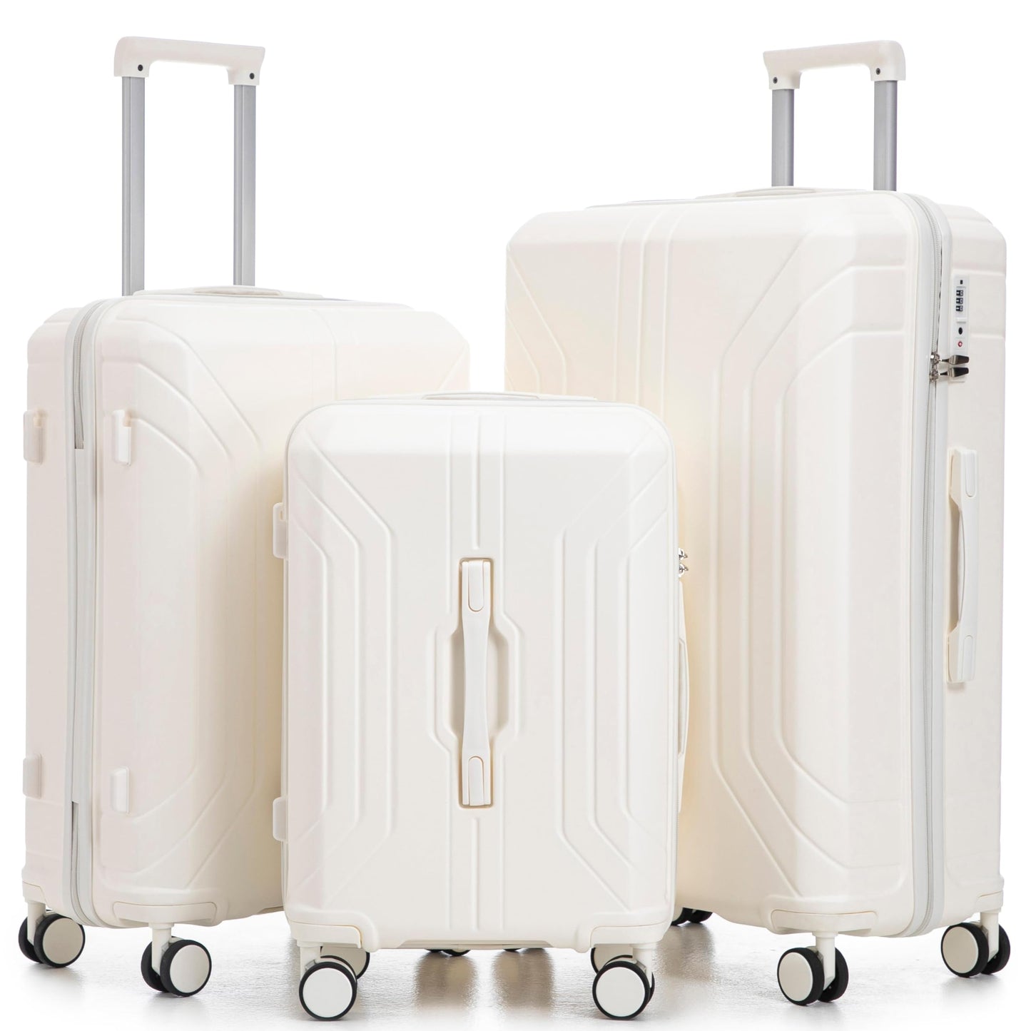 Merax 3 Piece ABS Hardshell Luggage Sets Spinner Wheel Suitcase TSA Lock Suit Case, Rosybrown, 20/24/28 Inch