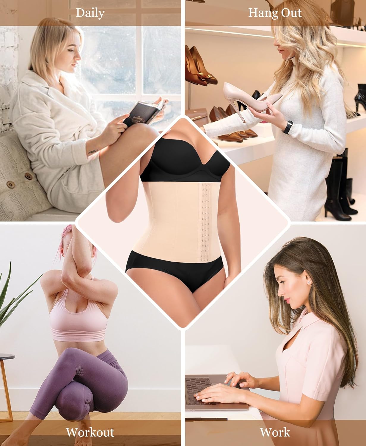Ganado Waist Trainer for Women Corset Shapewear Tummy Control Waist Cincher Underbust Postpartum Girdle Body Shaper
