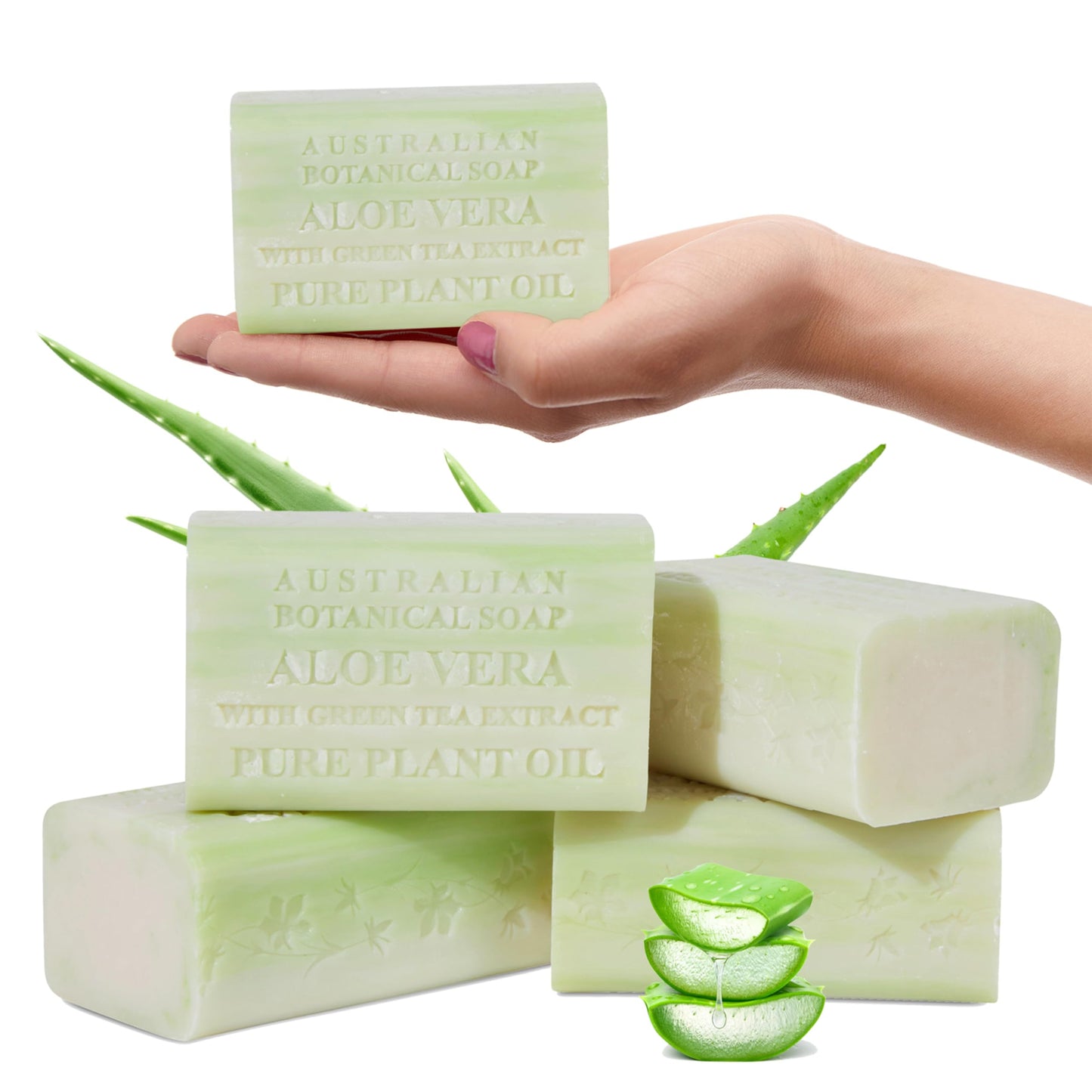 Australian Botanical Soap, Sea Salt, Lemongrass, Pink Lychee, Valencia Orange 6.6 OZ, Luxury Soap Bars Enriched with Shea Butter, Vegan Friendly Assorted Pack of 4