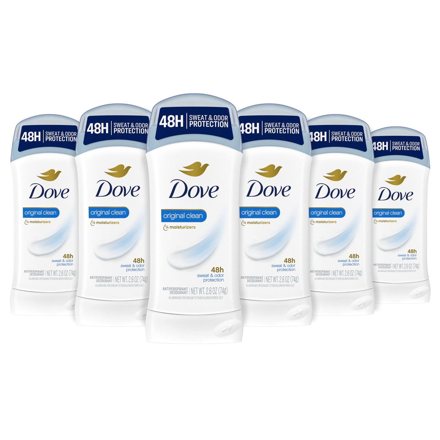 Dove Invisible Solid Antiperspirant Deodorant Stick for Women, Original Clean, For All Day Underarm Sweat and Odor Protection 2.6 oz 2 Count