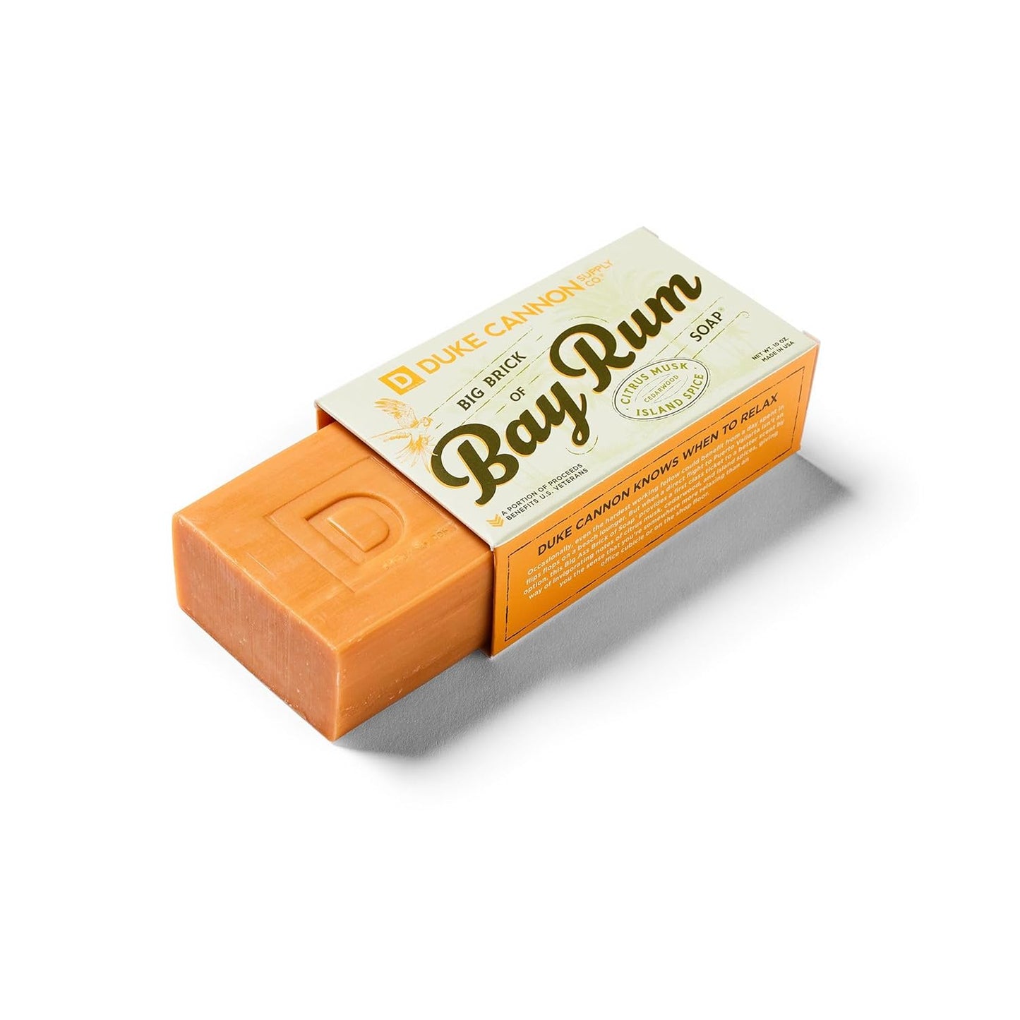 Duke Cannon Supply Co. Big Brick of Bay Rum Soap, 10 oz - Superior Grade Men's Soap with Aromatic Summer Scent of Citrus Musk, Cedarwood and Island Spice