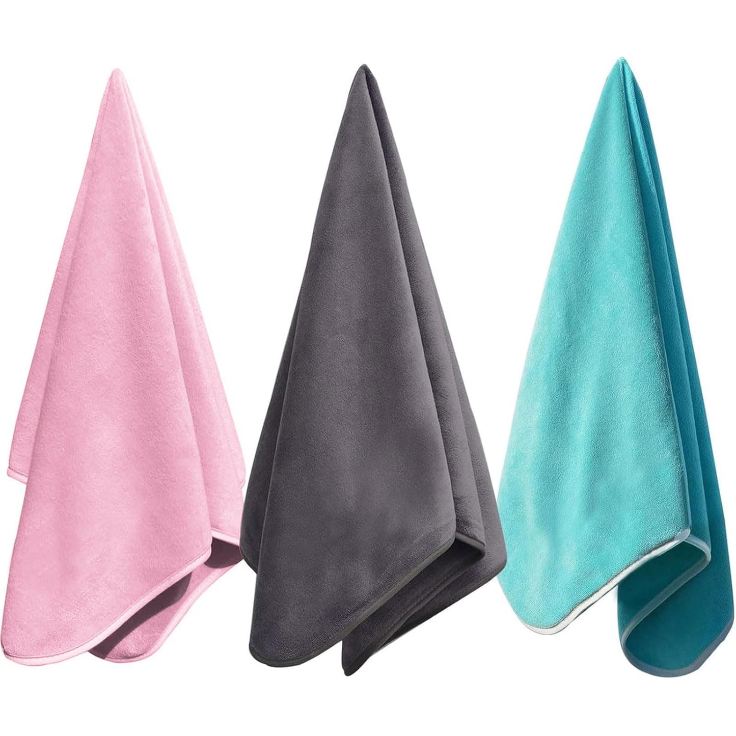 Microfiber Gym Towels Bigger Size Super Soft for Exercise Fitness, Sports, Workout, 380-GSM 15-Inch x 31-Inch Quick-Drying Towels (3 Pack, Grey+Blue+Purple)