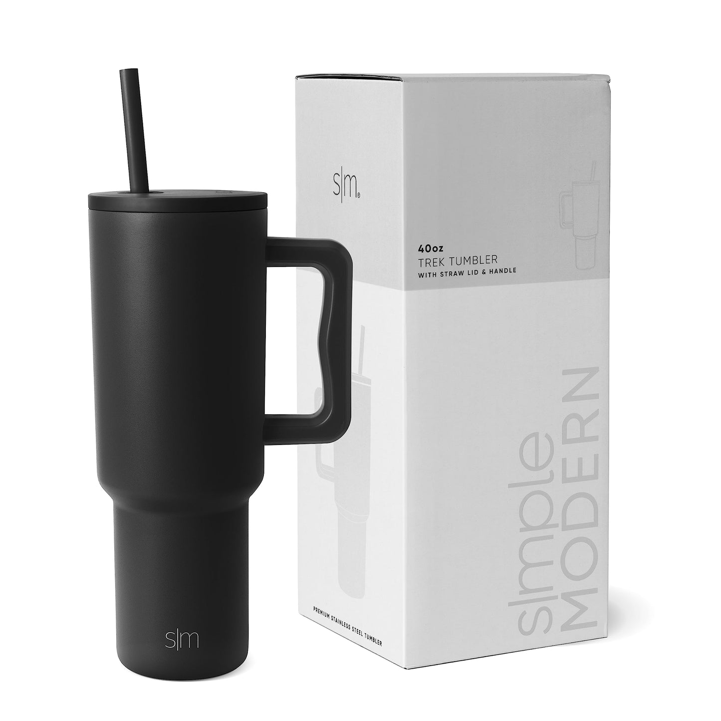 Simple Modern 40 oz Trek Tumbler with Handle and Straw Lid | Cup Holder Friendly Insulated Stainless Steel Travel Mug | Blue Dune