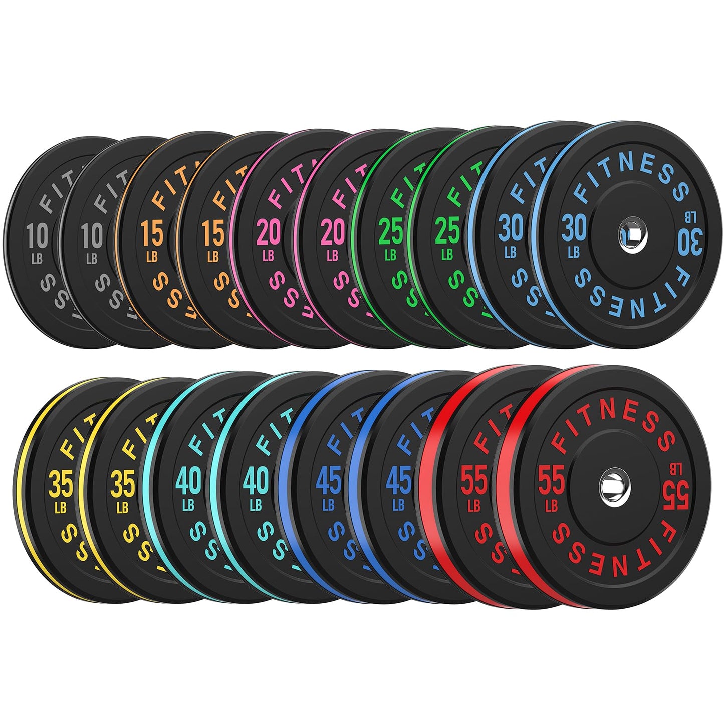 2 Inch Bumper Plates,10-500lbs,Barbell Rubber Olympic Weight Plates Set for Home Gym, Strength Training & Weight Lifting, Multiple Options Colors