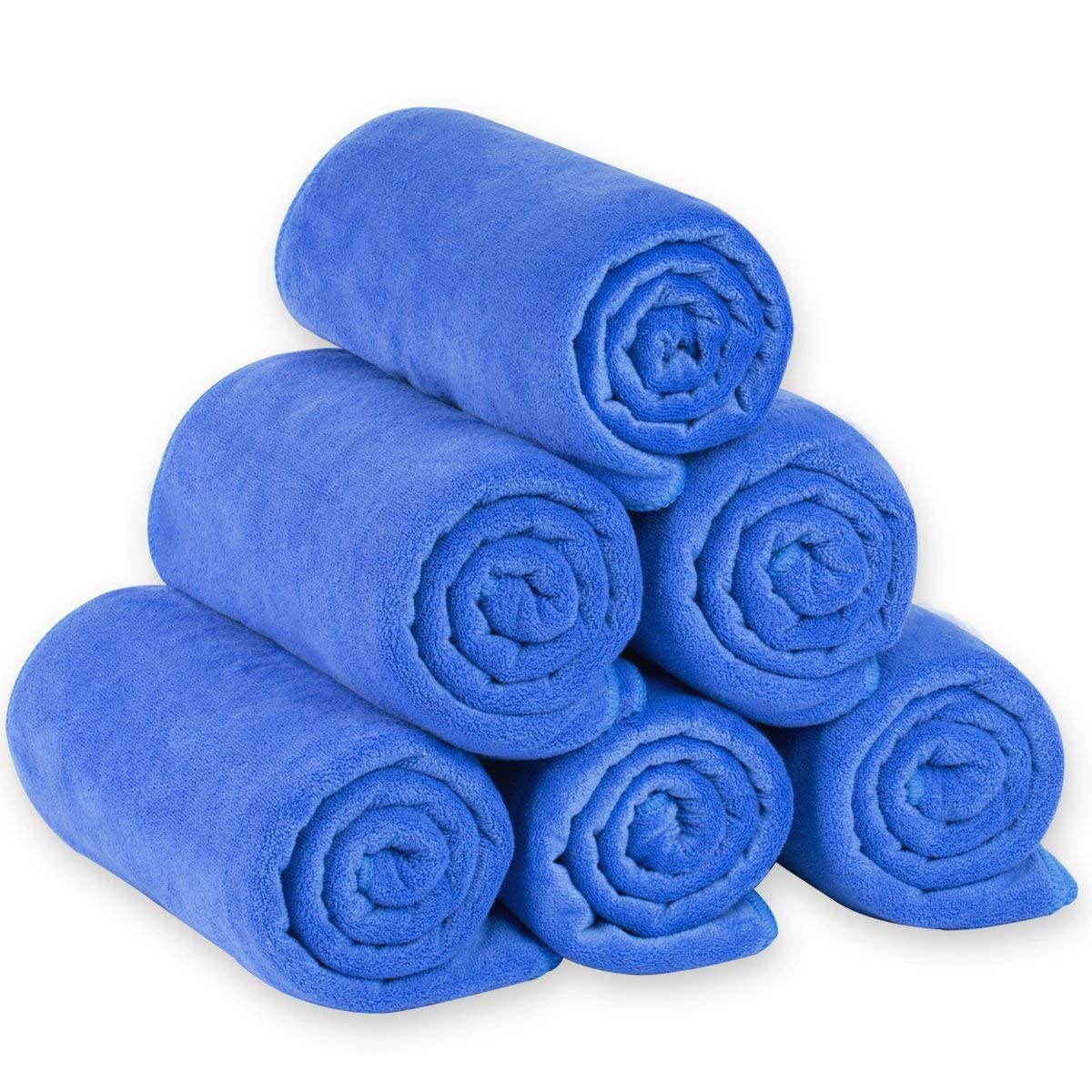 JML Microfiber Bath Towels, Oversized, Ultra Soft, Super Absorbent and Fast Drying, No Fading Large Bathroom Towel Set for Sport, Travel, Fitness, SPA and Yoga (Coral Fleece - Blue, 30 in x 60 in)