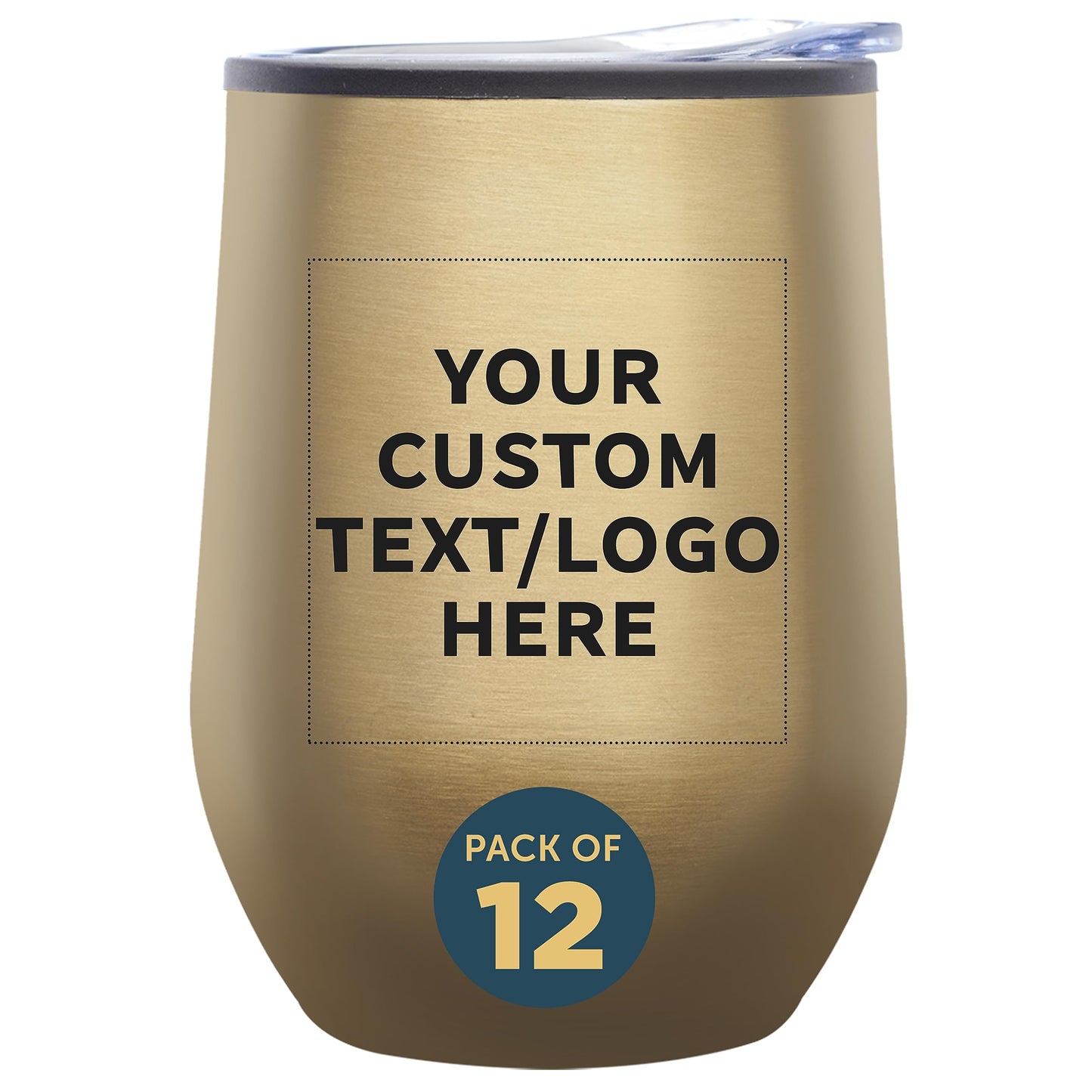 Custom Stemless Wine Tumblers 12 oz. Set of 6, Personalized Bulk Pack - Insulated, Perfect for Wine, Cocktails, Other Hot & Cold Beverages - Silver