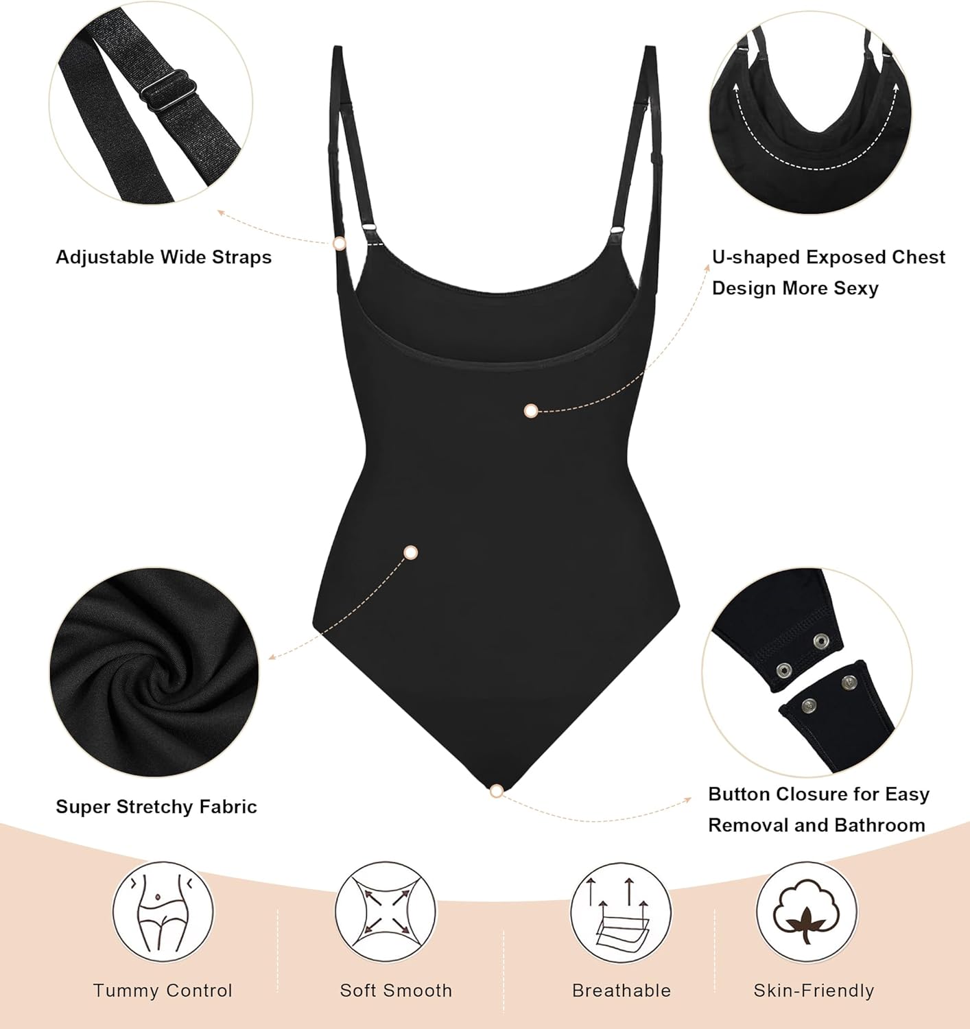 SHAPERX Open Bust Shapewear Tummy Control Bodysuits for Women Seamless Compression High Waisted Body Shaper