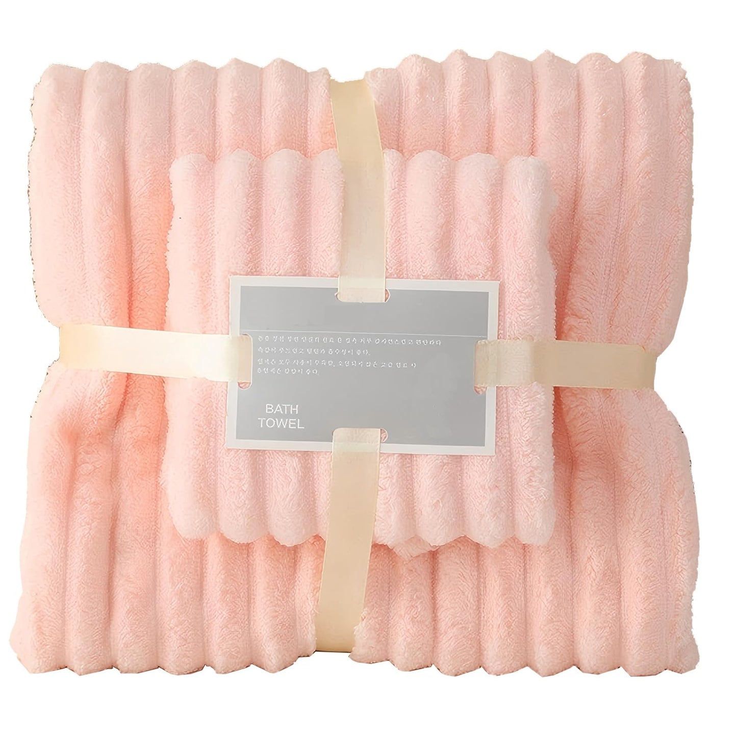 Coral Fleece Towel and Bath Towel Set Extra Thick Absorbent Wave Pattern 2 Piece Set for Home Spa and Travel Soft and Quick Drying (Grey)
