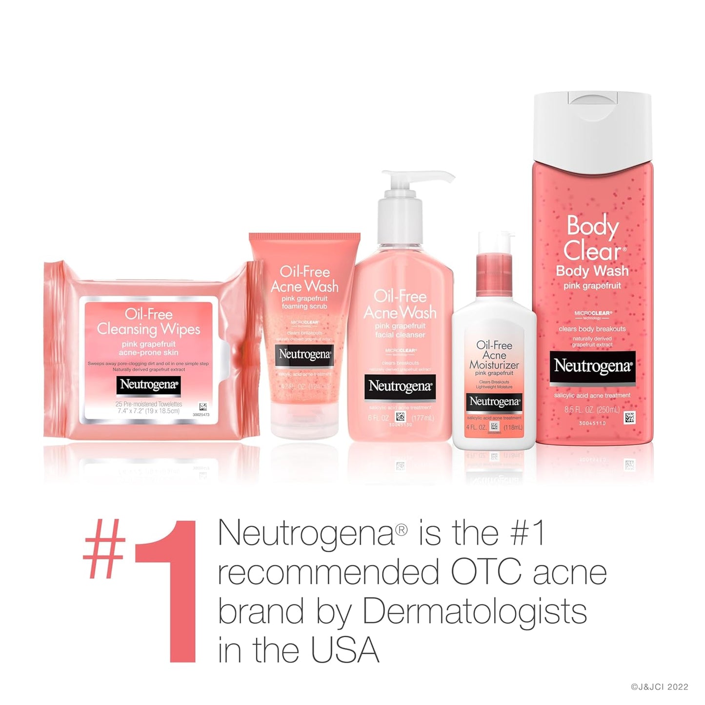 Neutrogena Oil Free Pink Grapefruit Acne Face Wash with Vitamin C, 2% Salicylic Acid Acne Treatment, Gentle Foaming Facial Scrub to Treat & Prevent Breakouts, 6.7 fl. Oz, 3 Pack