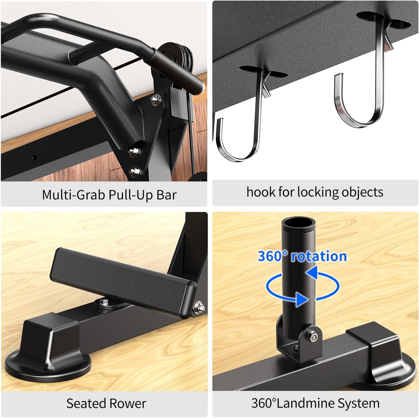 Power Cage Multi-Function Power Rack with Cable Crossover System,1800 LBS Capacity Squat Rack with Weight Bench,for Home Gym