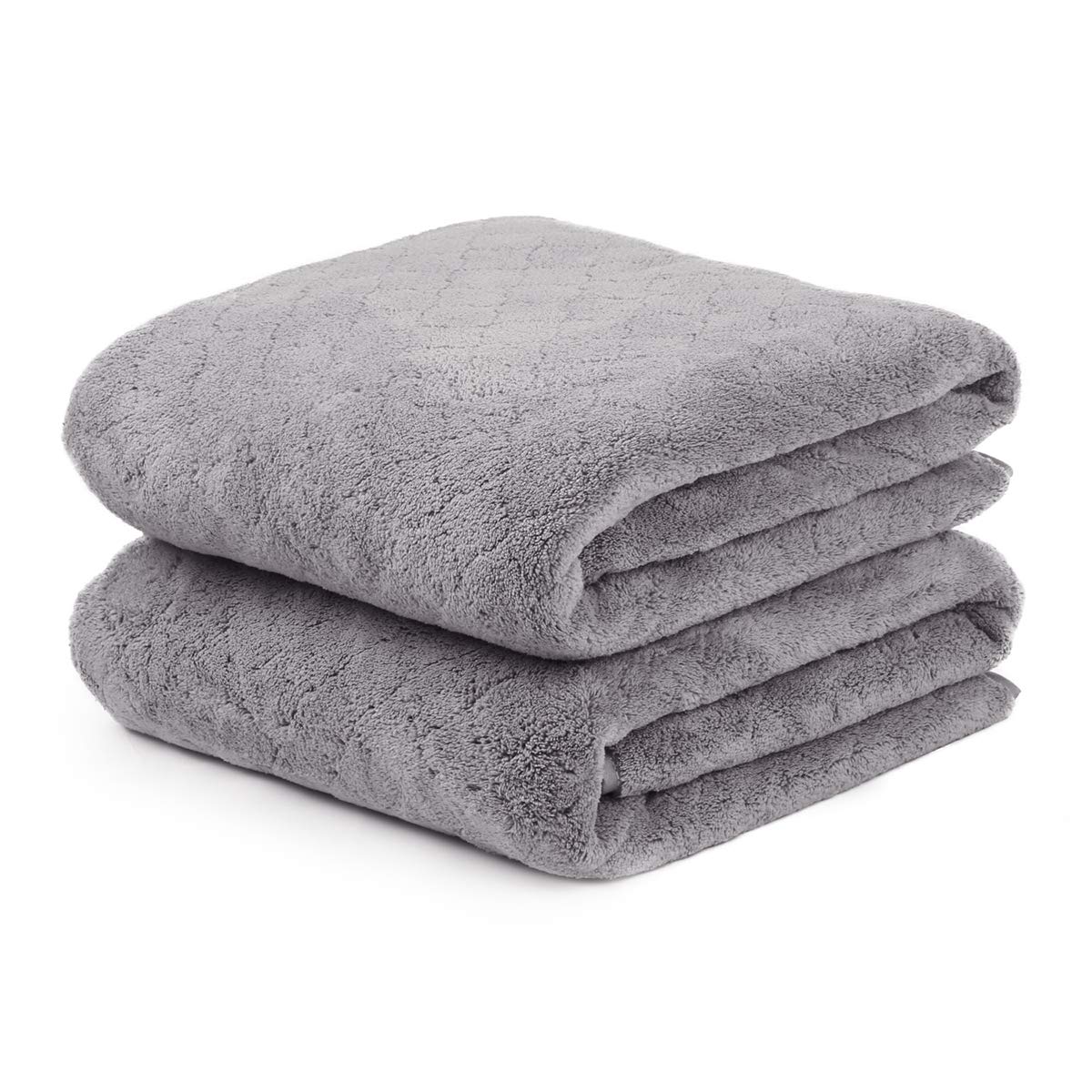 JML Microfiber Bath Towels, Oversized, Ultra Soft, Super Absorbent and Fast Drying, No Fading Large Bathroom Towel Set for Sport, Travel, Fitness, SPA and Yoga (Coral Fleece - Blue, 30 in x 60 in)